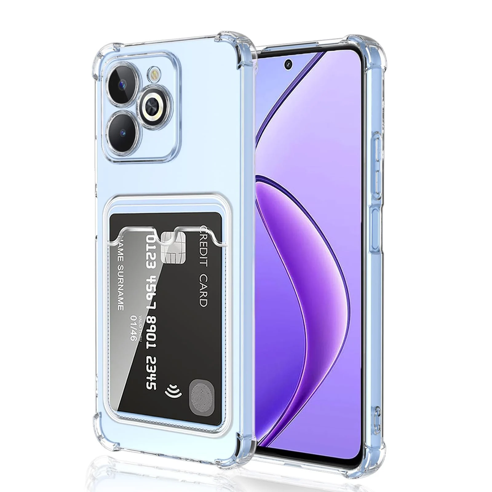 DL3 Mobilak Clear TPU Wallet Case with Card Slot and Camera Protection for Infinix Smart 8 - Transparent