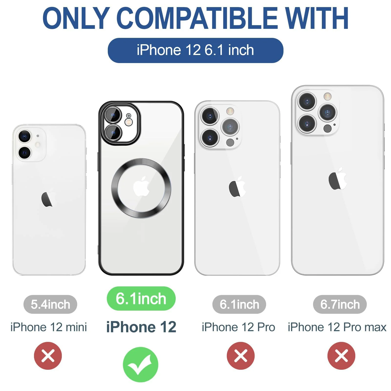 DL3 Mobilak Clear Case for iPhone 12 6.1-Inch with Built-in Camera Lens Protector, Slim Luxury Plating Edge Soft TPU Cover Protective, Transparent Case for Women Girls Men - Black