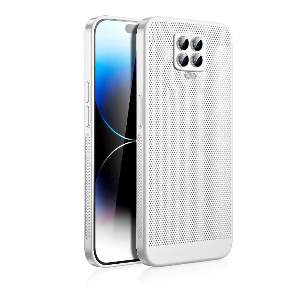 DL3 Mobilak PC Protective Case for Xiaomi Redmi Note 9S / 9 Pro Max Heat Dissipation Case with Camera Protection and Shockproof Design - White