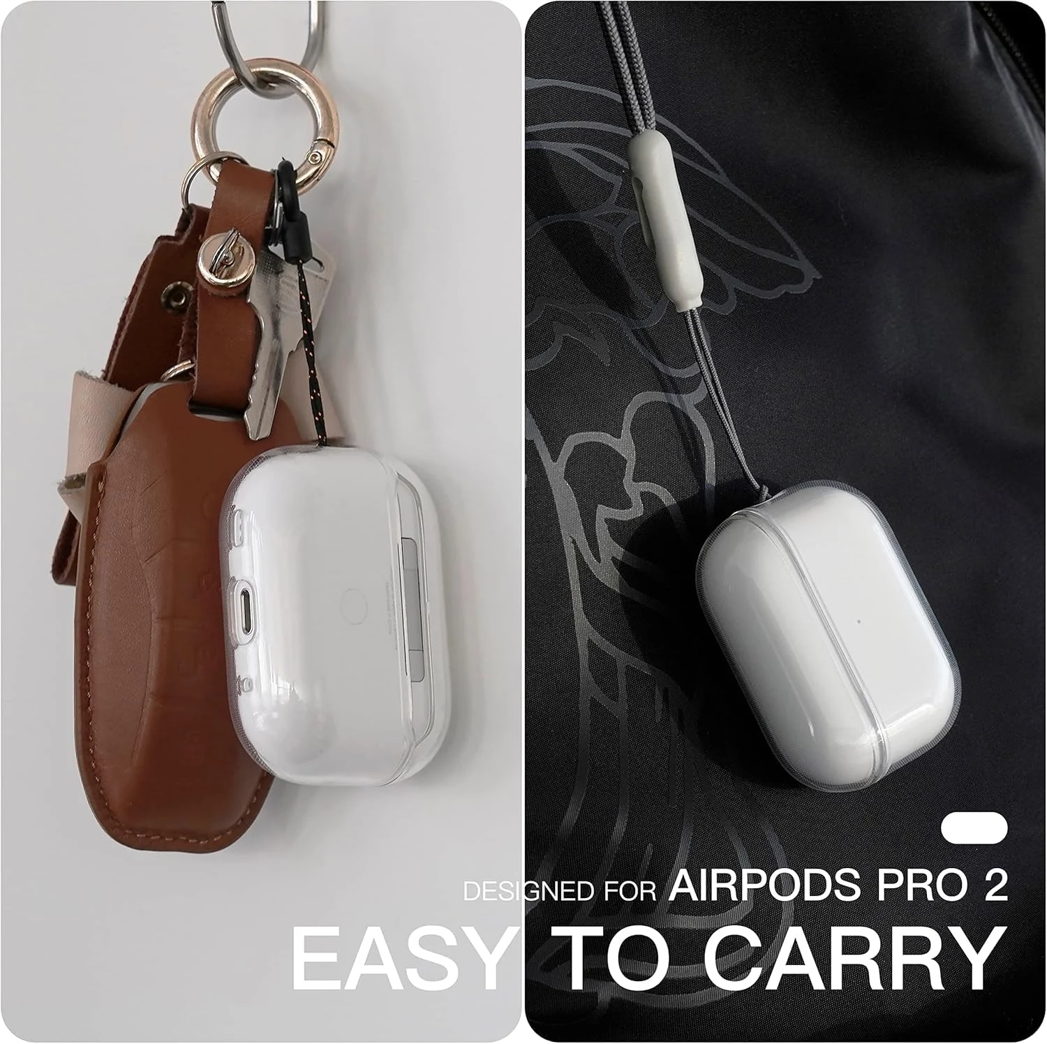 DL3 Mobilak AirPods Pro 3 Case Soft TPU Protective Cover [Front LED Visible][Anti-Yellowing], TPC Protective Case With Lanyard, Compatible with AirPods Pro 3nd Generation - Clear