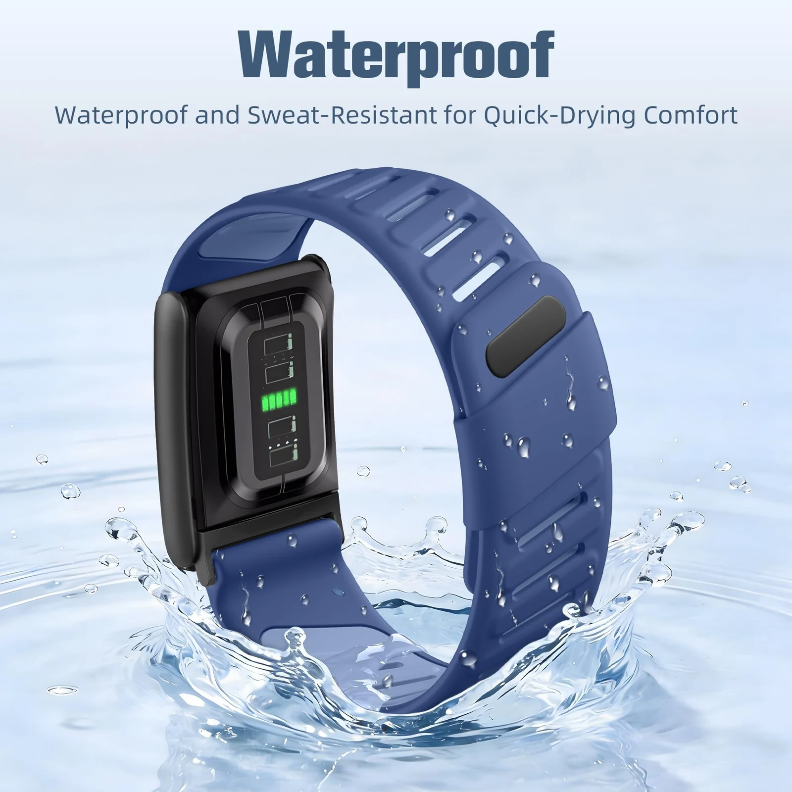 MOBIGON Breathable Silicone Sport Strap for WHOOP 5.0 One / Peak (Not Life), Navy Blue