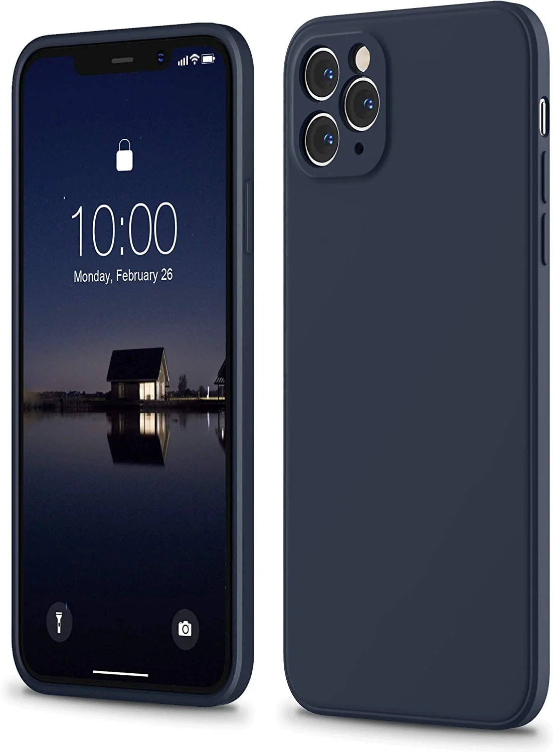 DL3 Mobilak Liquid Silicone Case for iPhone 12 Pro Max (6.7 Inch), Shock-absorbing protection, Scratch-resistant surface, Soft microfiber lining - Dark Blue