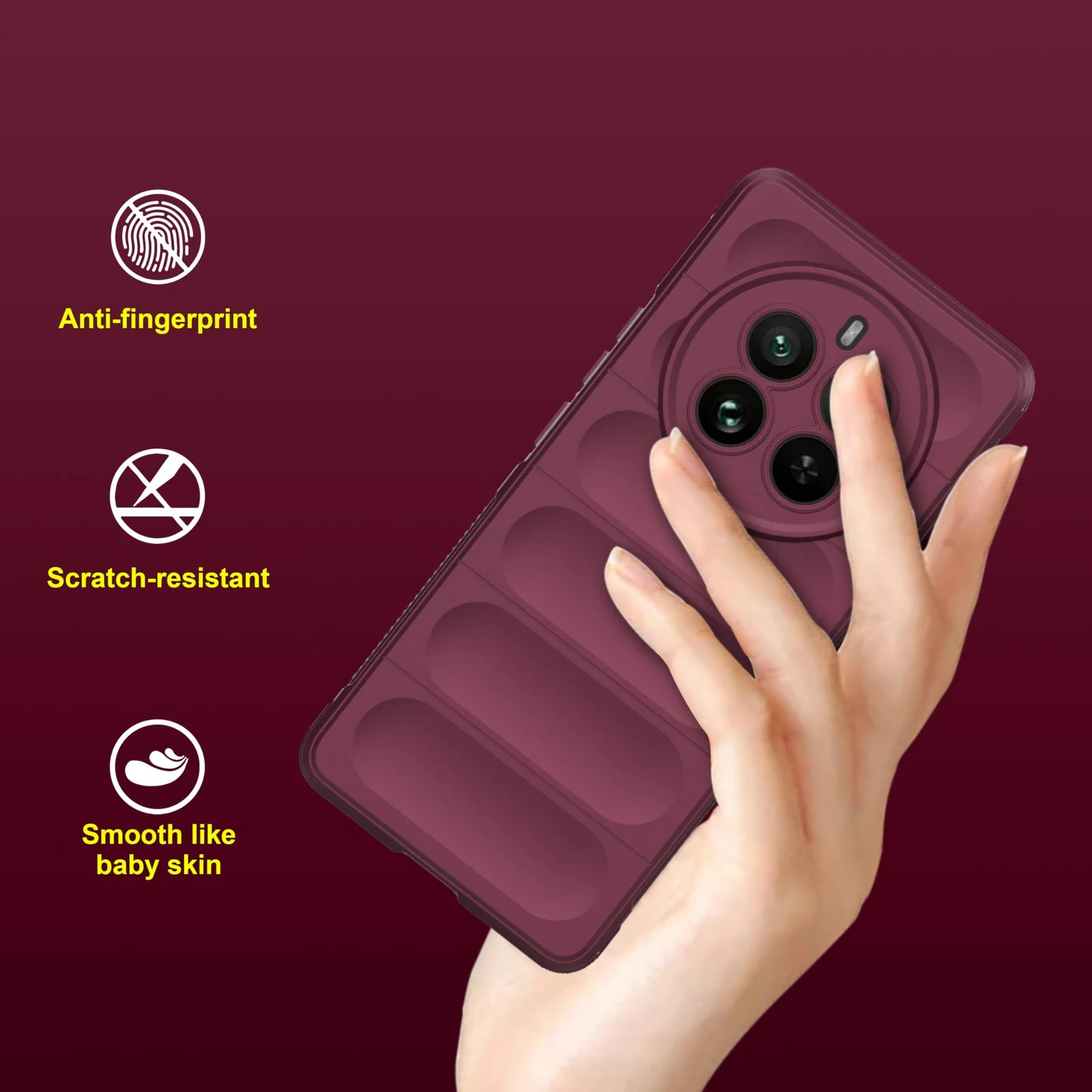DL3 Mobilak Soft Silicone Protective Case for realme 12 Pro / realme 12 Pro Plus with Camera Protection and Shockproof Design - Wine Red