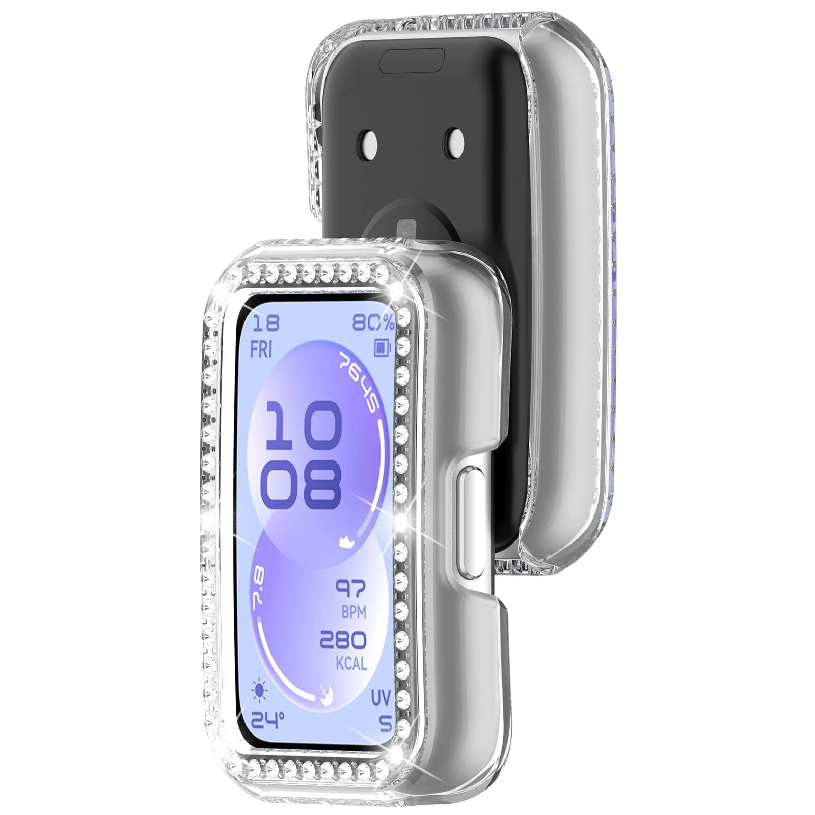 MOBIGON Crystal Bling PC Frame Case for Huawei Band 11, Clear