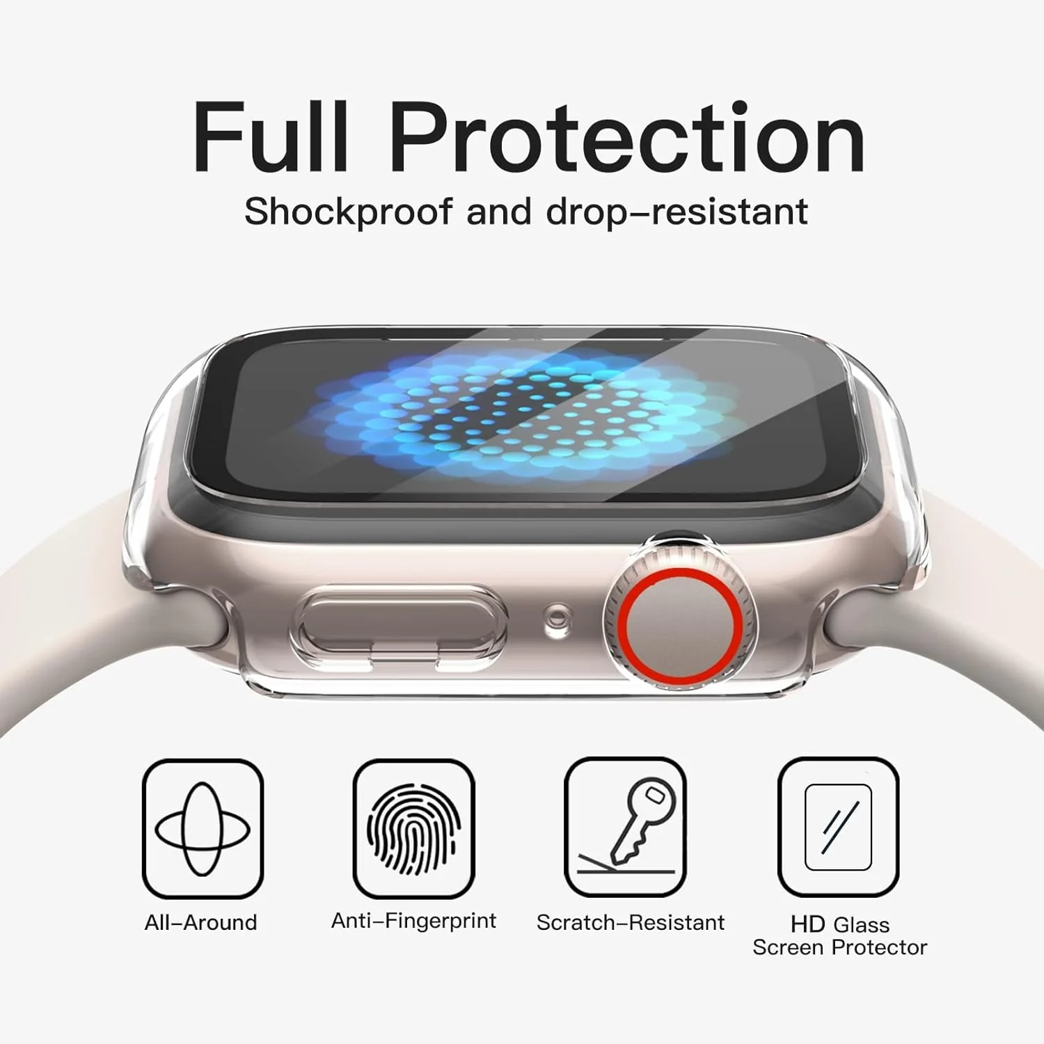 DL3 Mobilak Hard Case Designed for Apple Watch 42mm Series 3/2/1, Built-in 9H [HD ] Tempered Glass Screen Protector, [Full Protection] Slim Cover for iWatch 42mm Series 3/2/1 - Clear