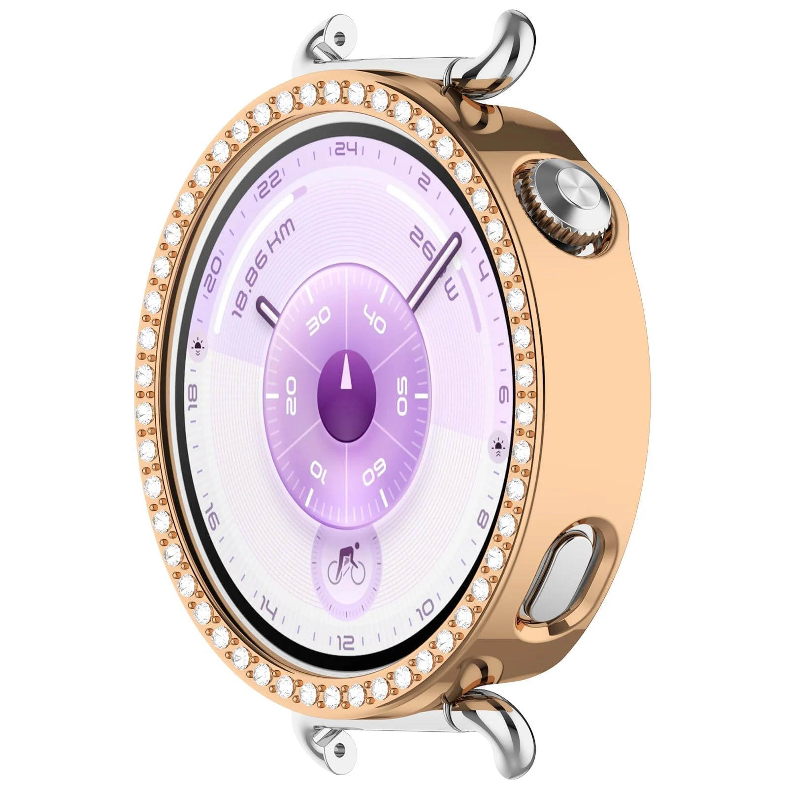 DL3 Mobilak Bling Case for Huawei Watch GT6 41MM, Slim Hard PC Frame Cover with Crystal Diamond Bumper Design (Without Screen Protector), Protective Case for Women and Girls for GT 6 41 mm - Rose Gold