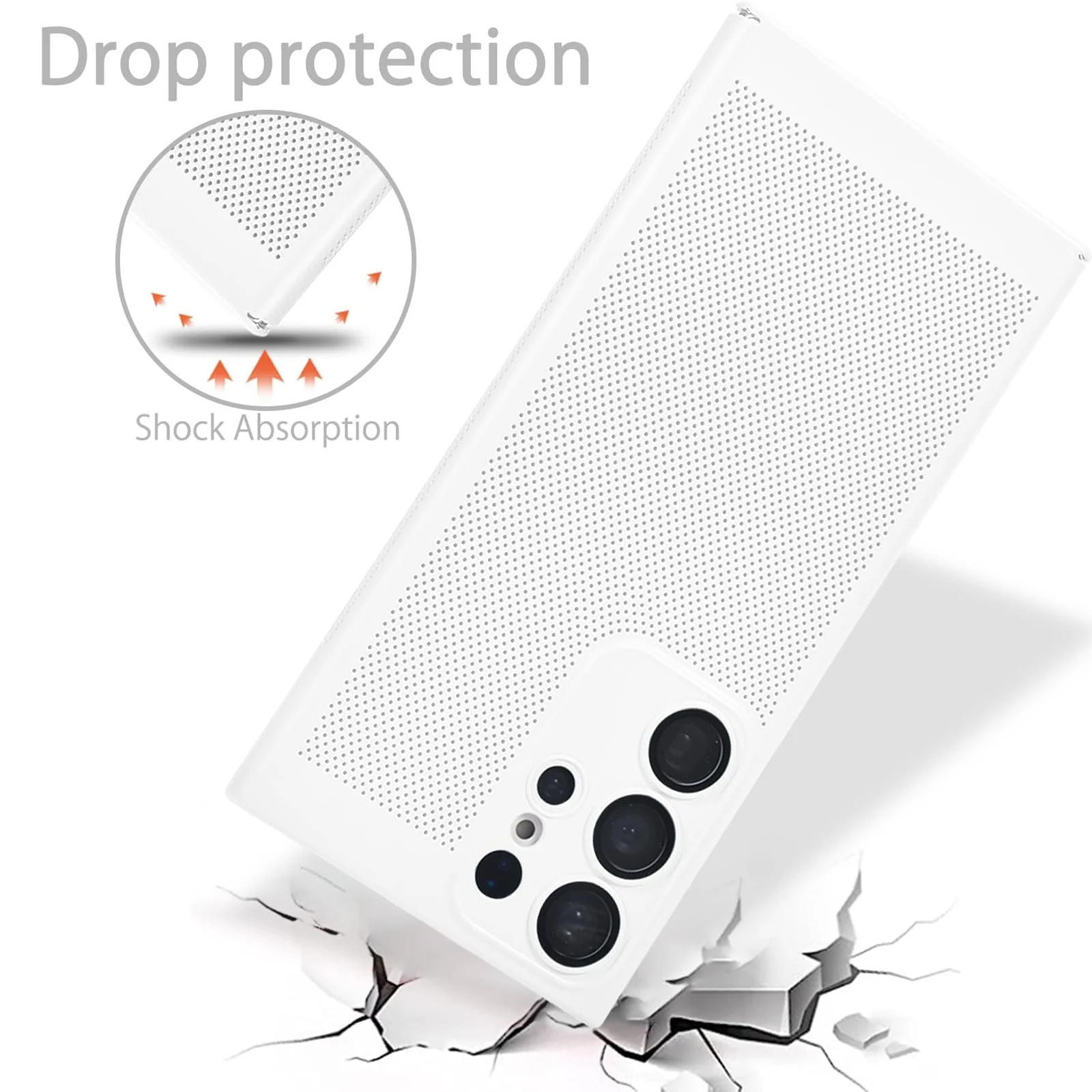 DL3 Mobilak Heat-Dissipation Hard PC Case with Built-In Camera Lens Protector for Samsung Galaxy S22 Ultra - White
