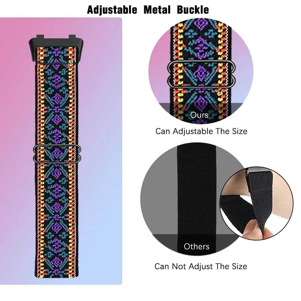 DL3 Mobilak Strap Compatible with Huawei Band 8 / Huawei Band 9 / Huawei Band 10, Soft Elastic Nylon Straps, Adjustable Stretchy Sports Replacement Bracelets Wristbands for Women Men - Bohemia