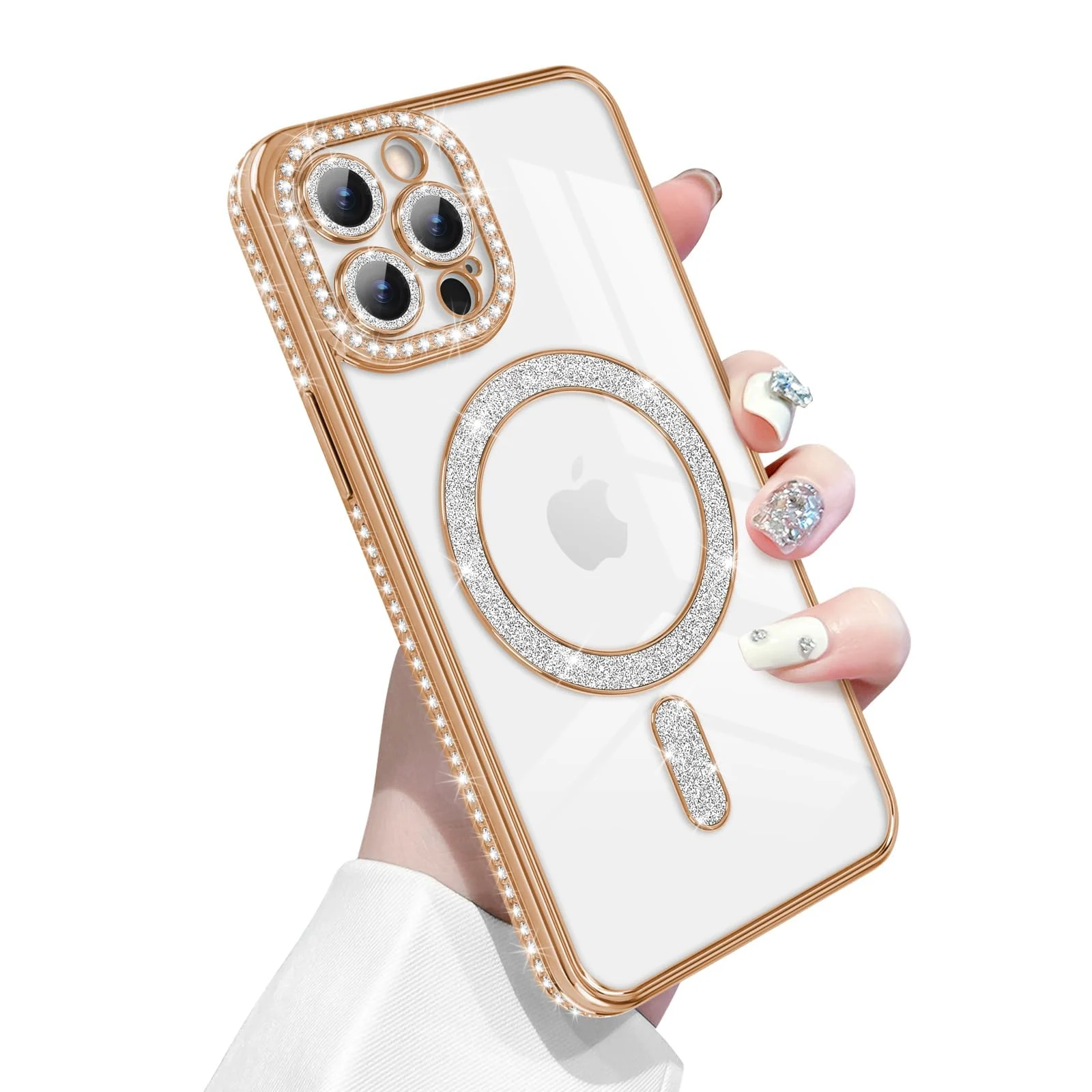 DL3 Mobilak MagSafe-Compatible Magnetic Case for iPhone 12 Pro with Camera Protection and Magnetic Car-Mount Support - Gold