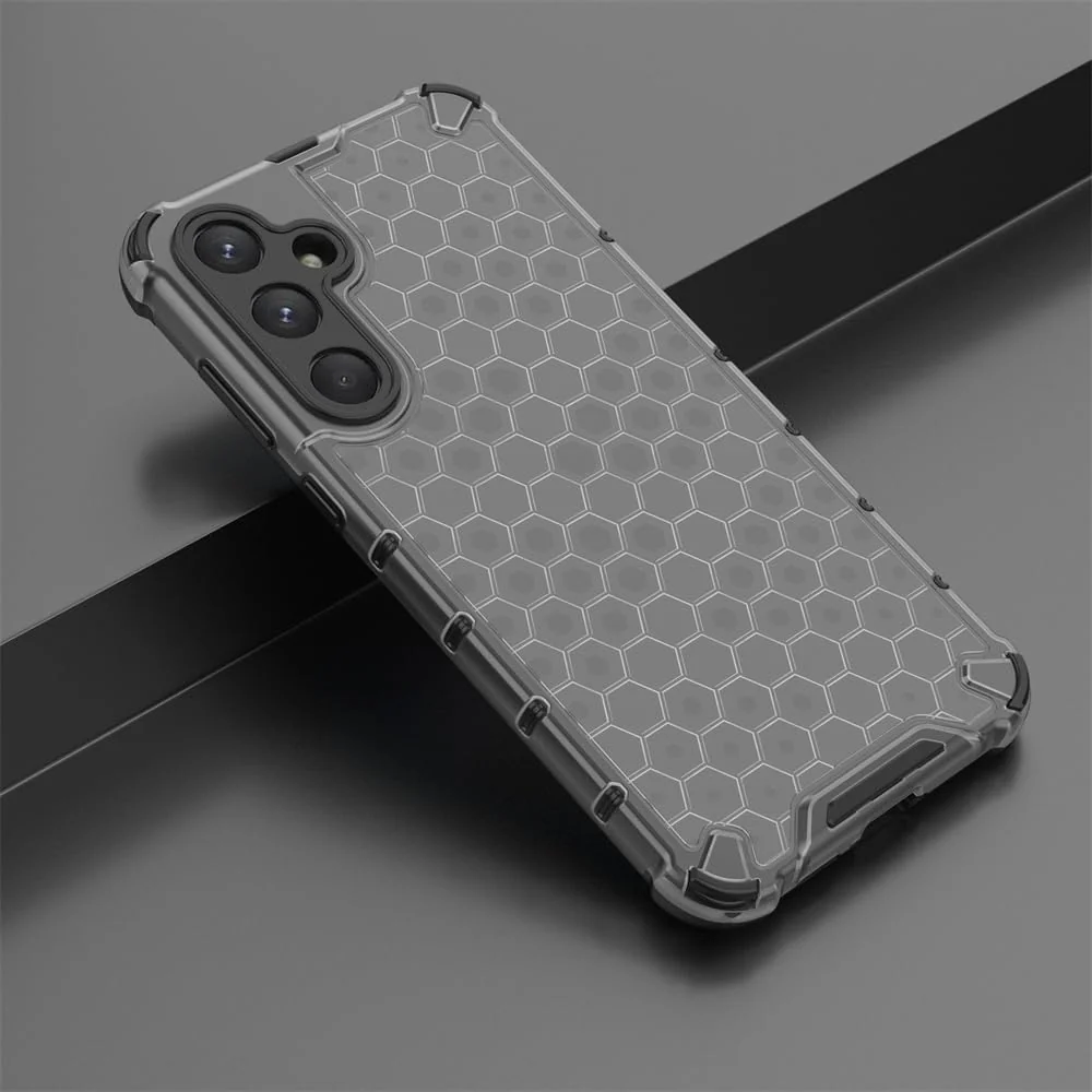 DL3 Mobilak Honeycomb Protective Case for Samsung Galaxy A55, Shock-absorbing protection, Transparent design, Slim, lightweight profile - Black