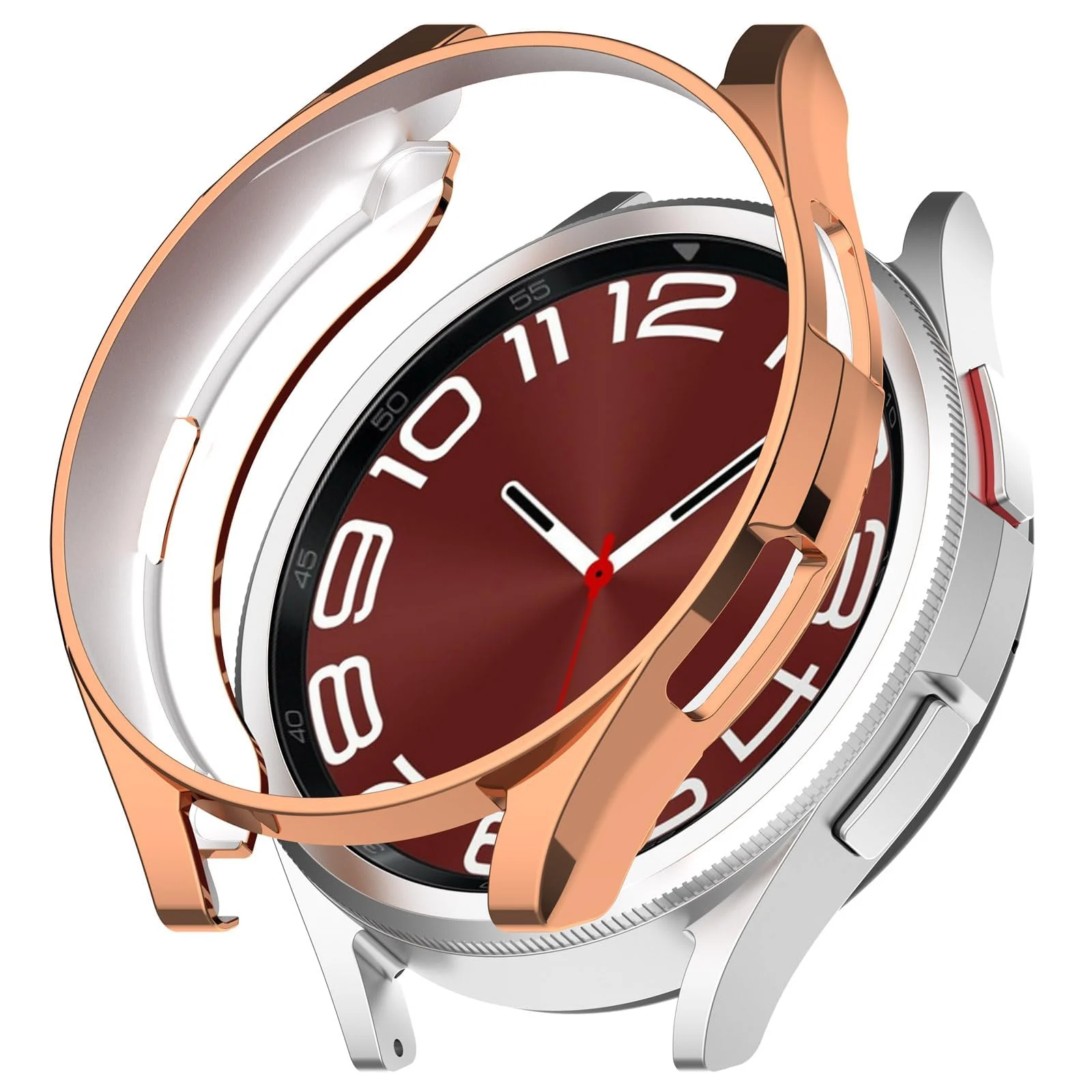 DL3 Mobilak Bumper Case Protector for Samsung Galaxy Watch 6 Classic 43mm, [NO Screen Film] Flexible Lightweight Glossy TPU Edge Case Protective Cover Galaxy Watch 6 Classic 43mm - Rose Gold