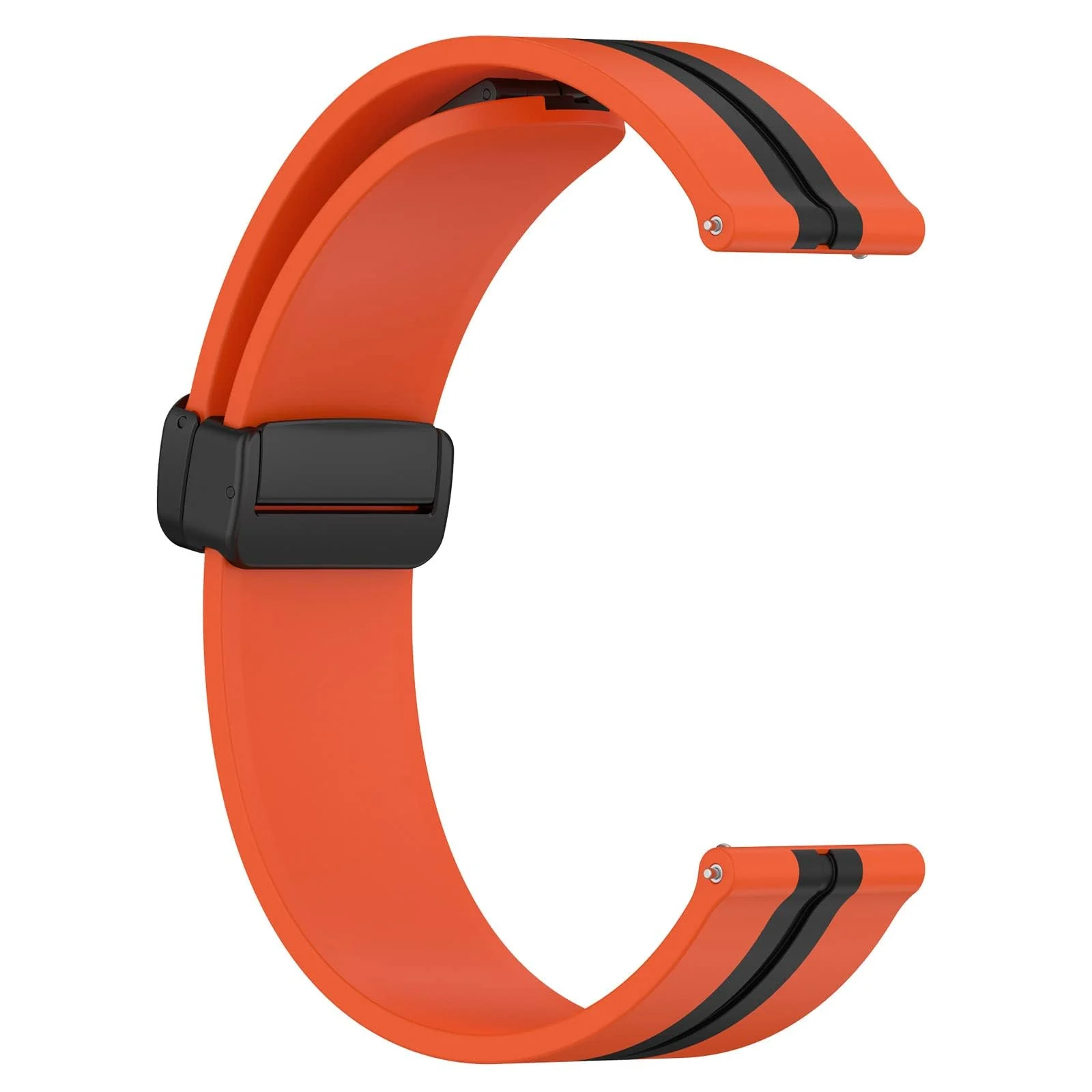 DL3 Mobilak Strap Silicone Magnetic Buckle 20MM For Samsung Gear Sport/Watch 6/5/4/5 Pro 45mm/S2 classic/active 2 40mm 44mm/Amazfit GTS 2/2e/GTS 3/3 Pro/GTS 4/GTS 2 Mini/3 Mini/4 Mini/Bip 3/Bip 3 Pro - A.Orange Black