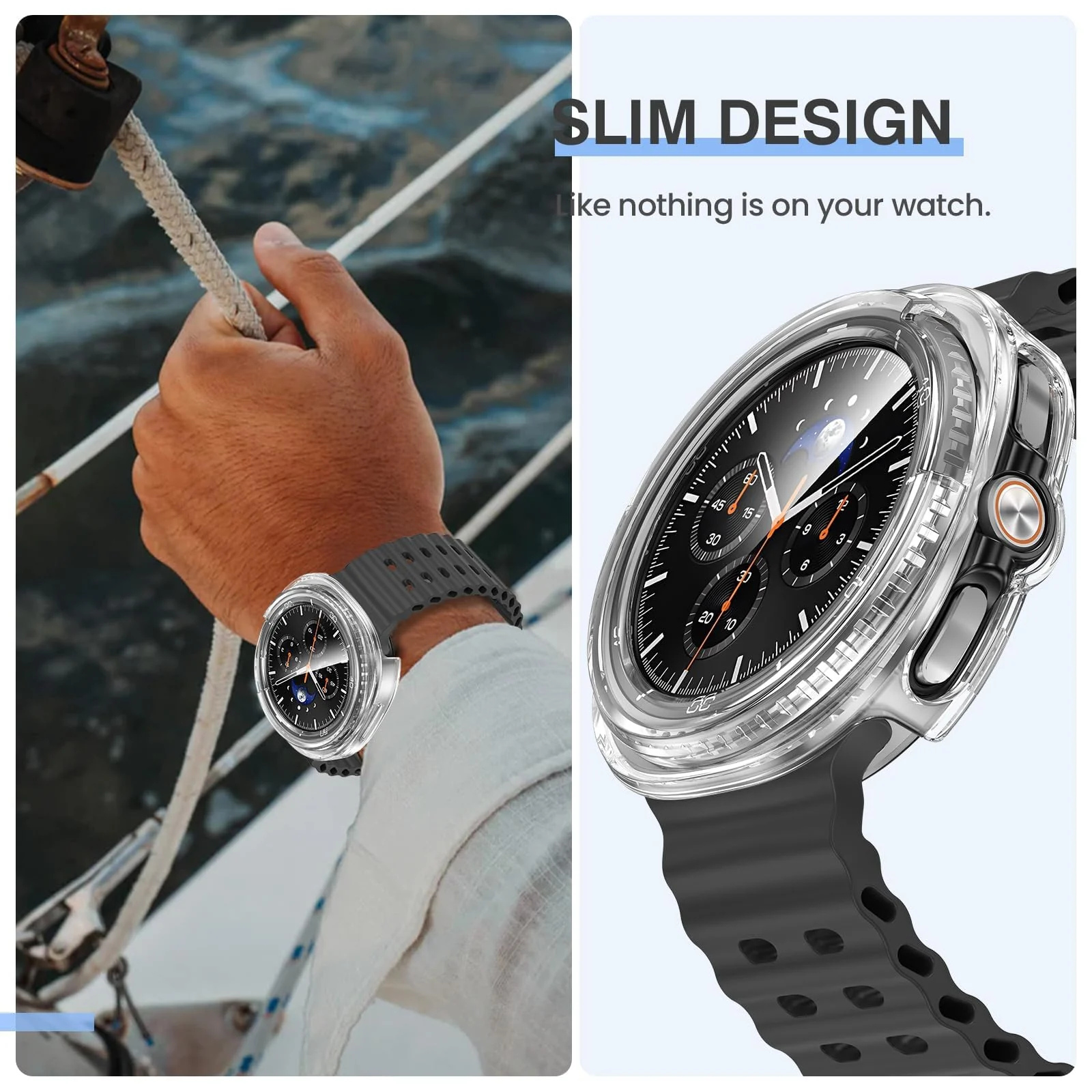 DL3 MOBILAK Full-Coverage Watch Case with Tempered Glass for Samsung Galaxy Watch 8 Classic 46 mm, Clear
