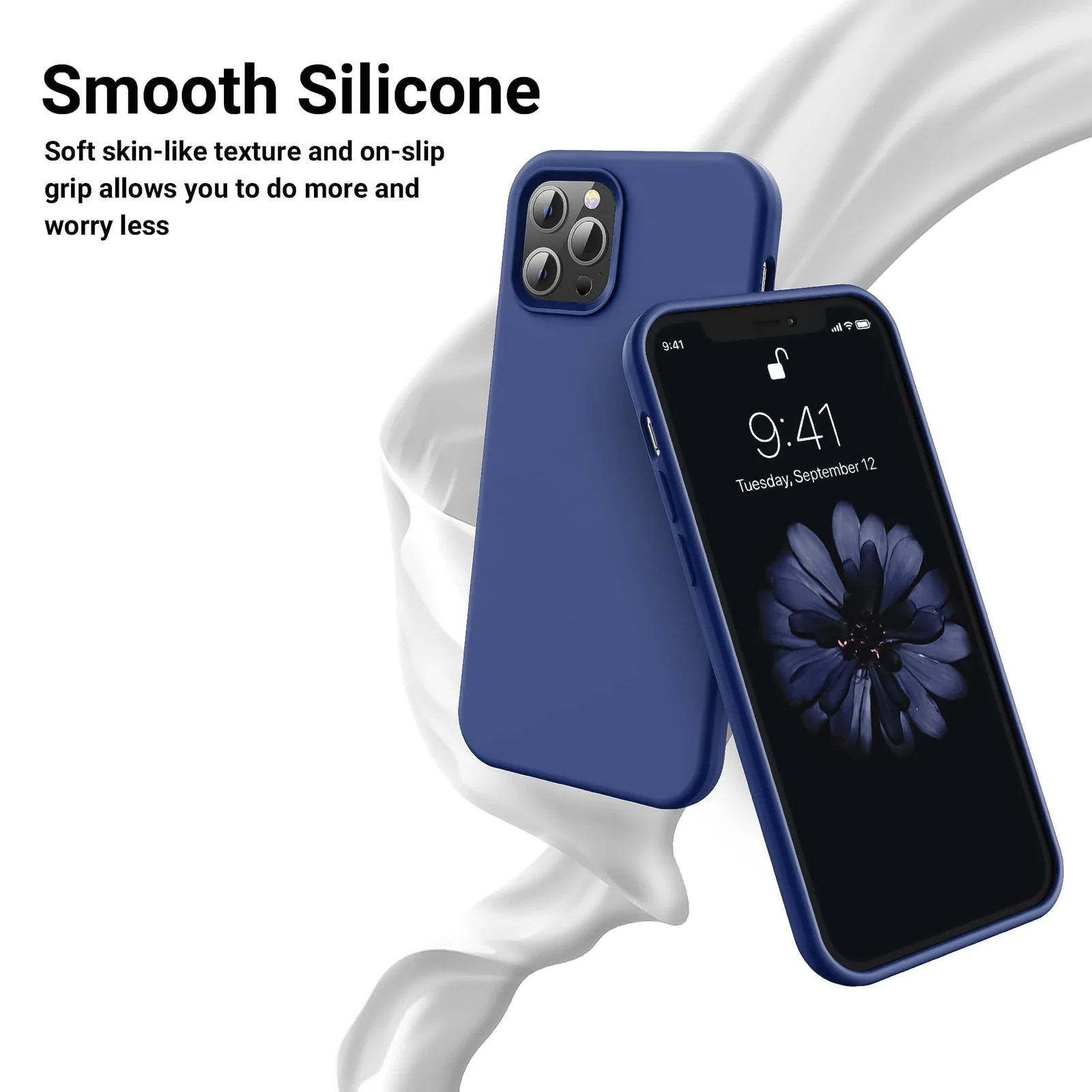 DL3 Mobilak Liquid Silicone Protective Case with Soft Microfiber Lining for iPhone 14 Pro Max (6.7 Inch) - Blue