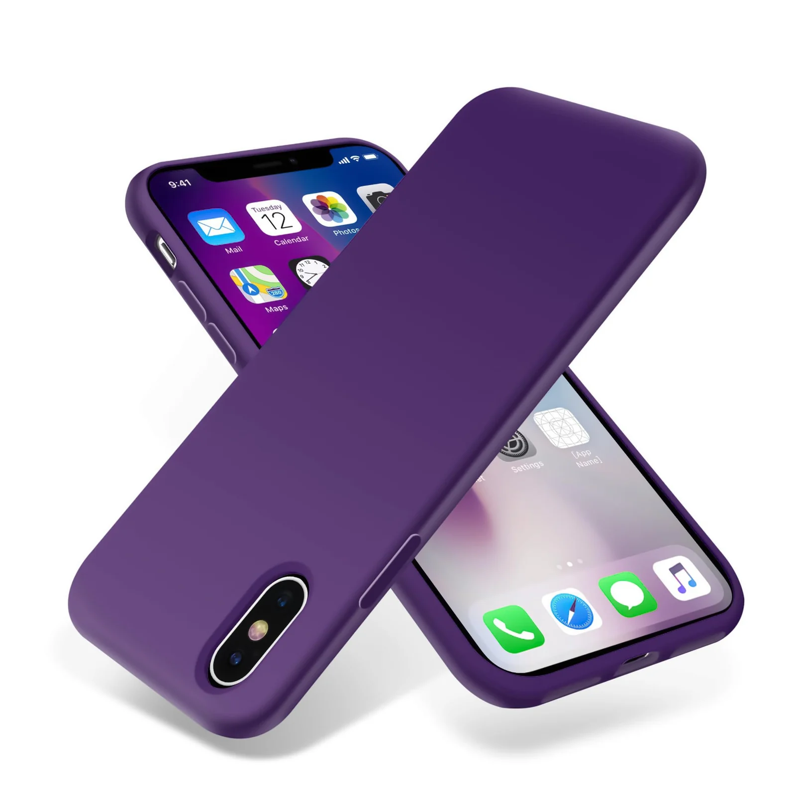 DL3 Mobilak Liquid Silicone Protective Case for iPhone XS Max with Camera Protection and Microfiber Lining - Violet