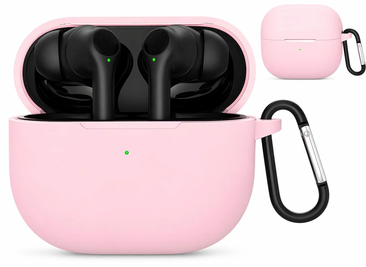 DL3 Mobilak Compatible with Oraimo SpaceBuds Z Case Cover, Soft Silicone Shockproof Protective Case Wireless Earbuds with Carabiner, Front LED Visible