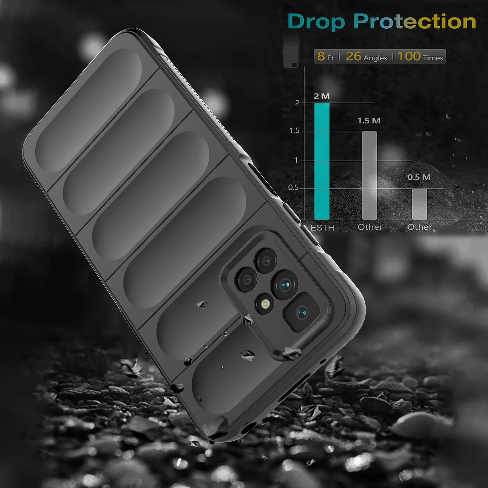 DL3 Mobilak Flexible Silicone and TPU Protective Case with Camera Protection for Xiaomi Redmi 10 4G / Redmi 10 2022 - Black