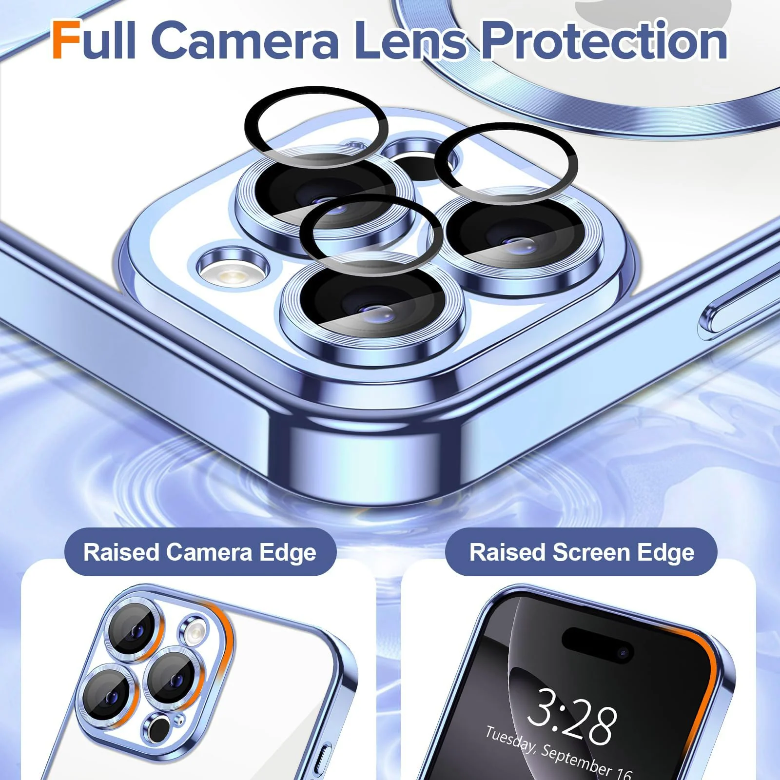 DL3 Mobilak Plated-Edge TPU Protective Case with Camera Protection for iPhone 16 Pro - Steel Blue