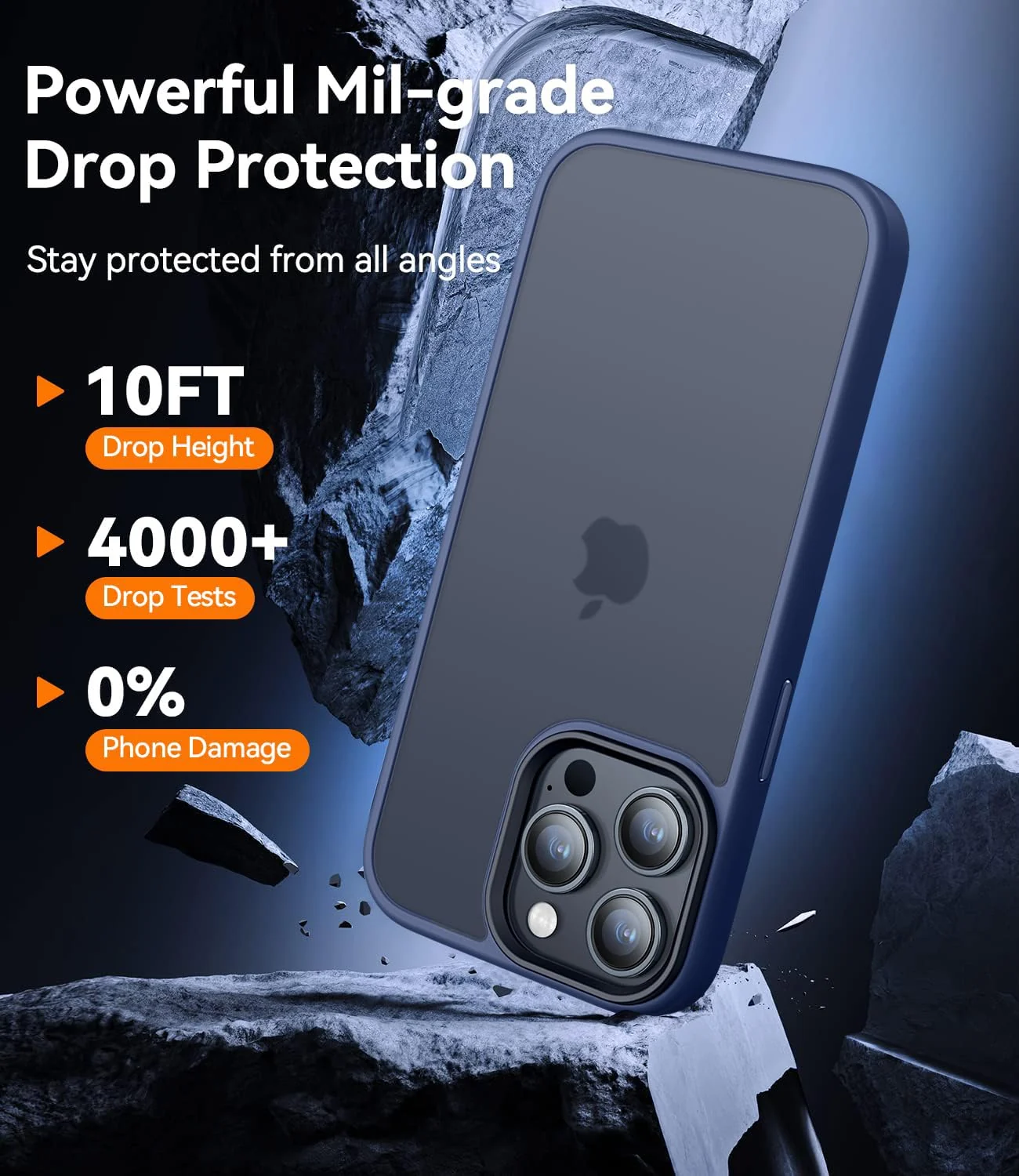 DL3 Mobilak Matte Protective Case for iPhone 13 Pro / iPhone 14 with Camera Protection and Shockproof Design - Blue