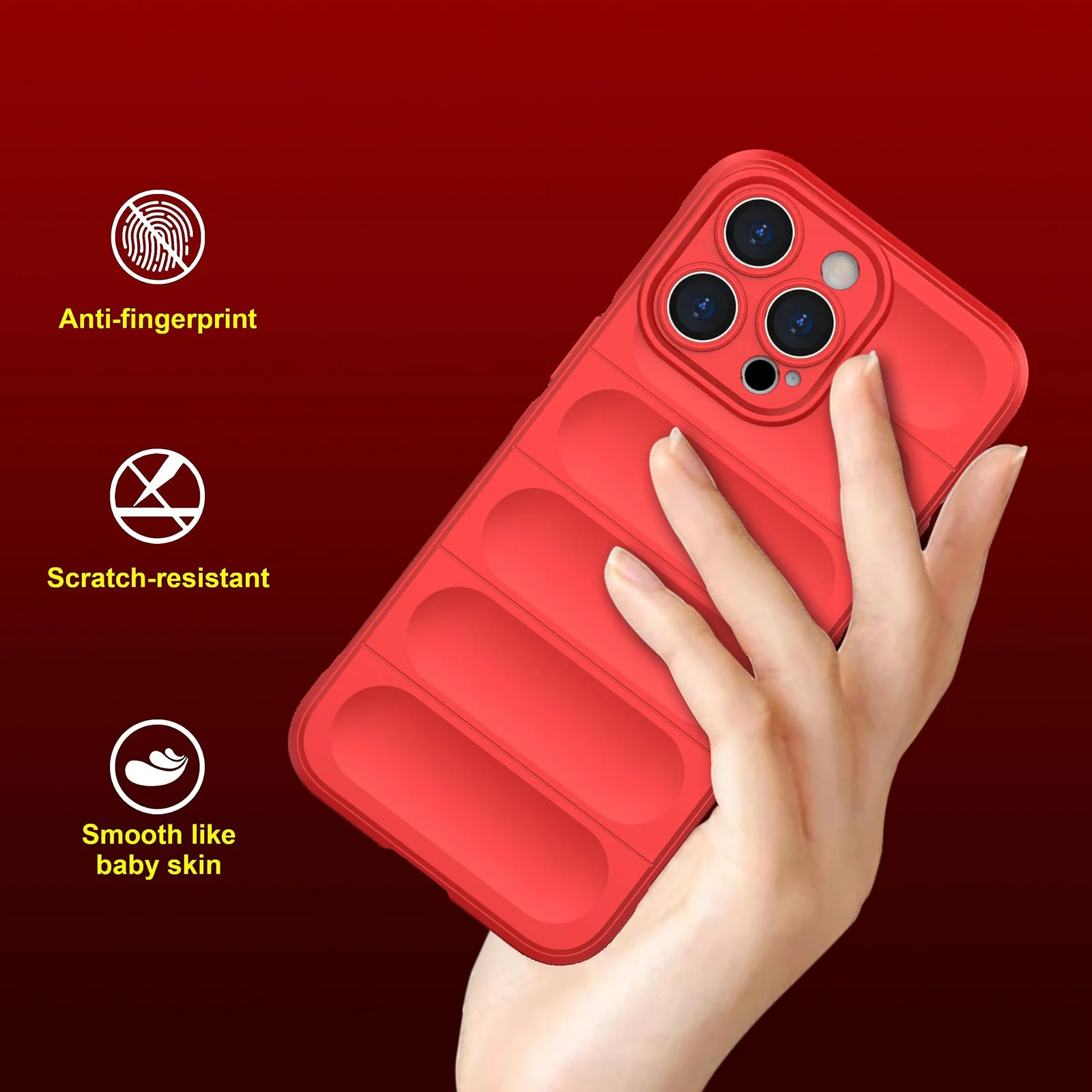 DL3 Mobilak Soft Silicone Protective Case for Apple iPhone 13 Pro with Camera Protection and Shockproof Design - Red