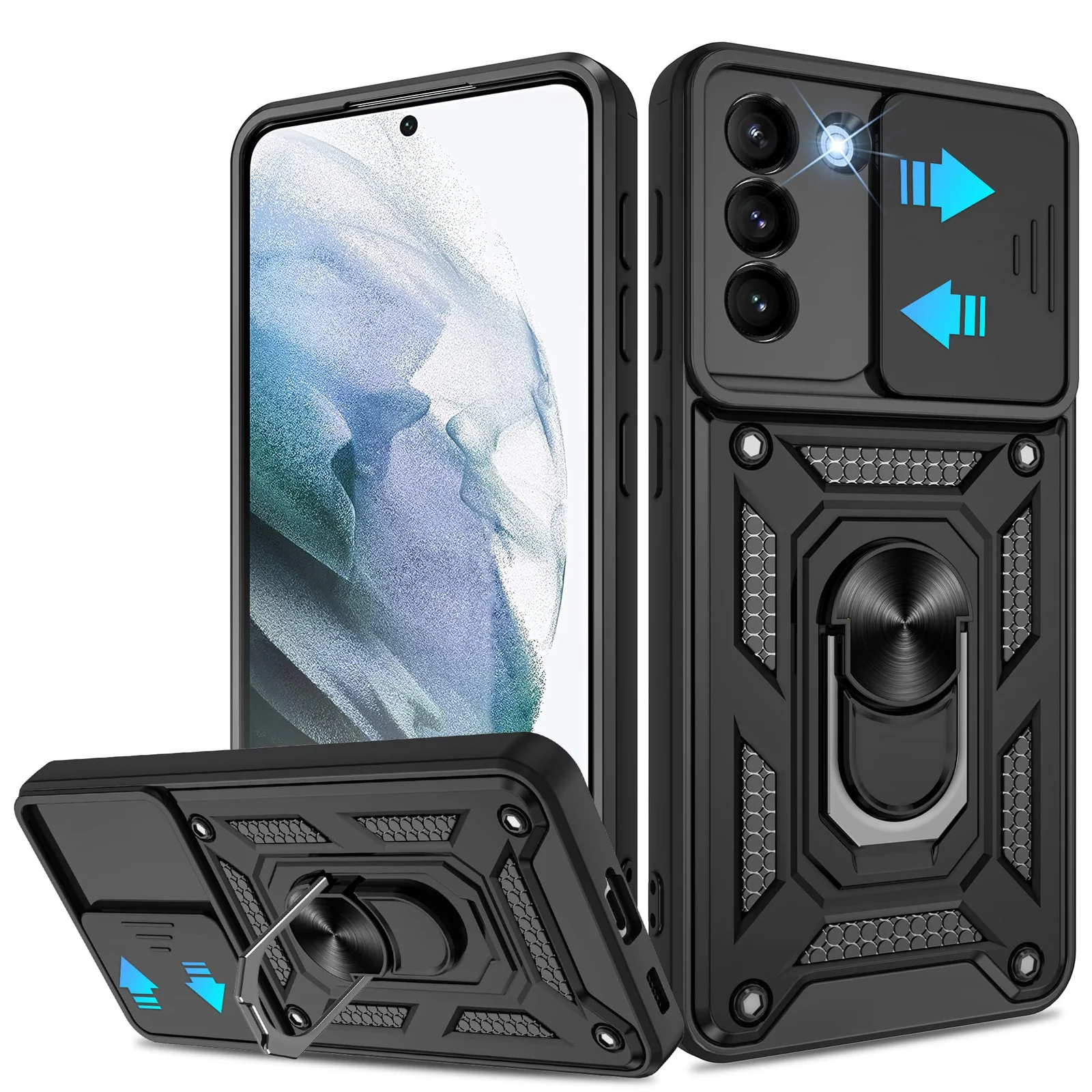 DL3 Mobilak Magnetic Car-Mount Case for Samsung S21 PLUS with Camera Protection and Built-In Kickstand - Black