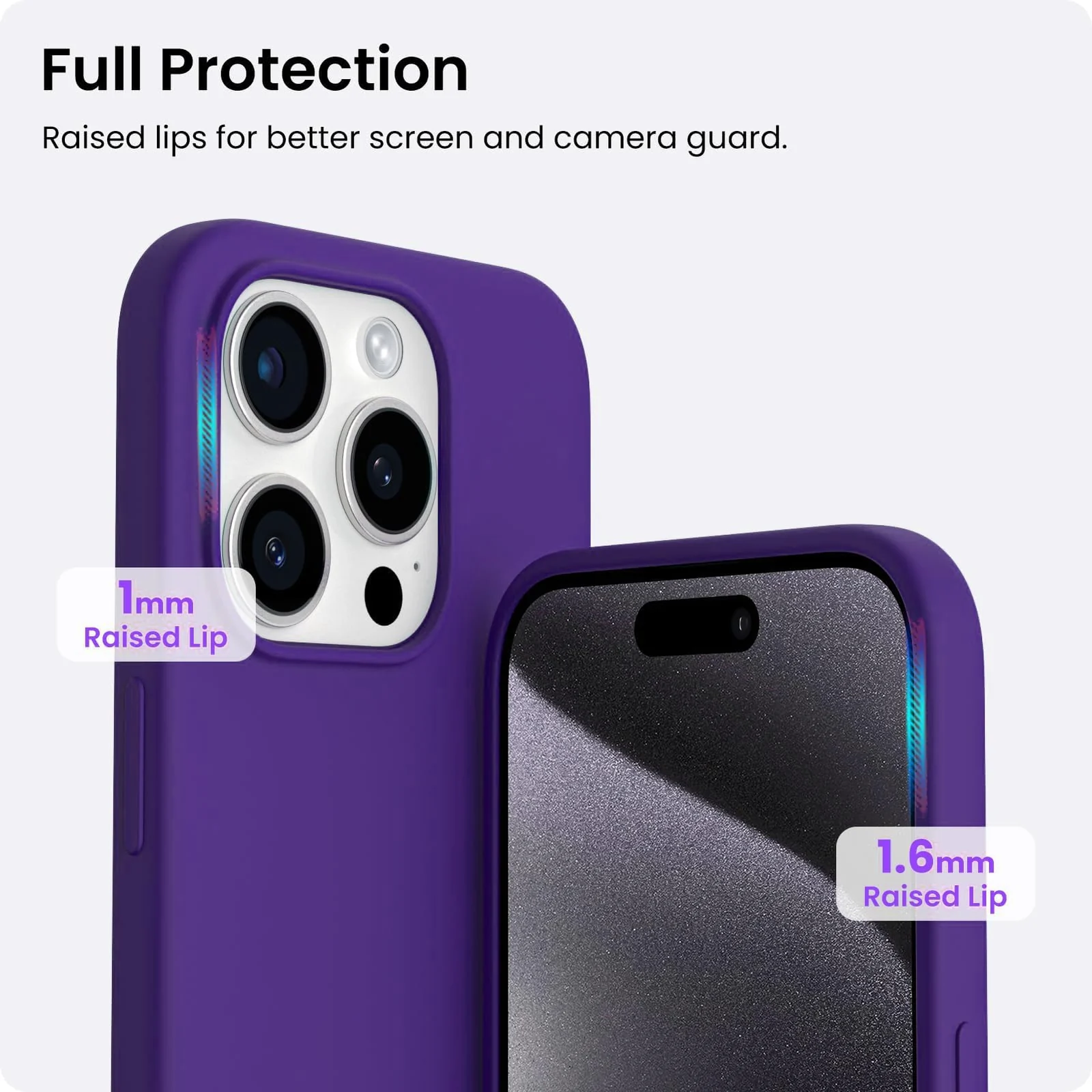 DL3 Mobilak Compatible with iPhone 13 Pro (6.1 Inch) Case, Liquid Silicone Case, Full Body Protective Cover, Shockproof, Slim Phone Case, Anti-Scratch Soft Microfiber Lining - Purple