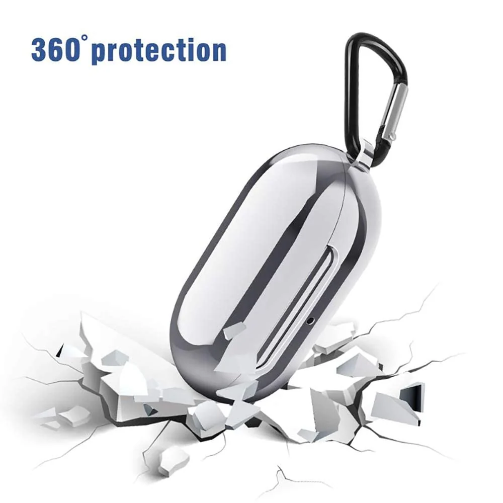 DL3 Mobilak Protective Case for Galaxy Buds 2019/Galaxy Buds+Plus 2020, Plated TPU Shockproof Cover with Keychain Compatible Samsung Galaxy Buds(Support Wireless Charging) - Silver