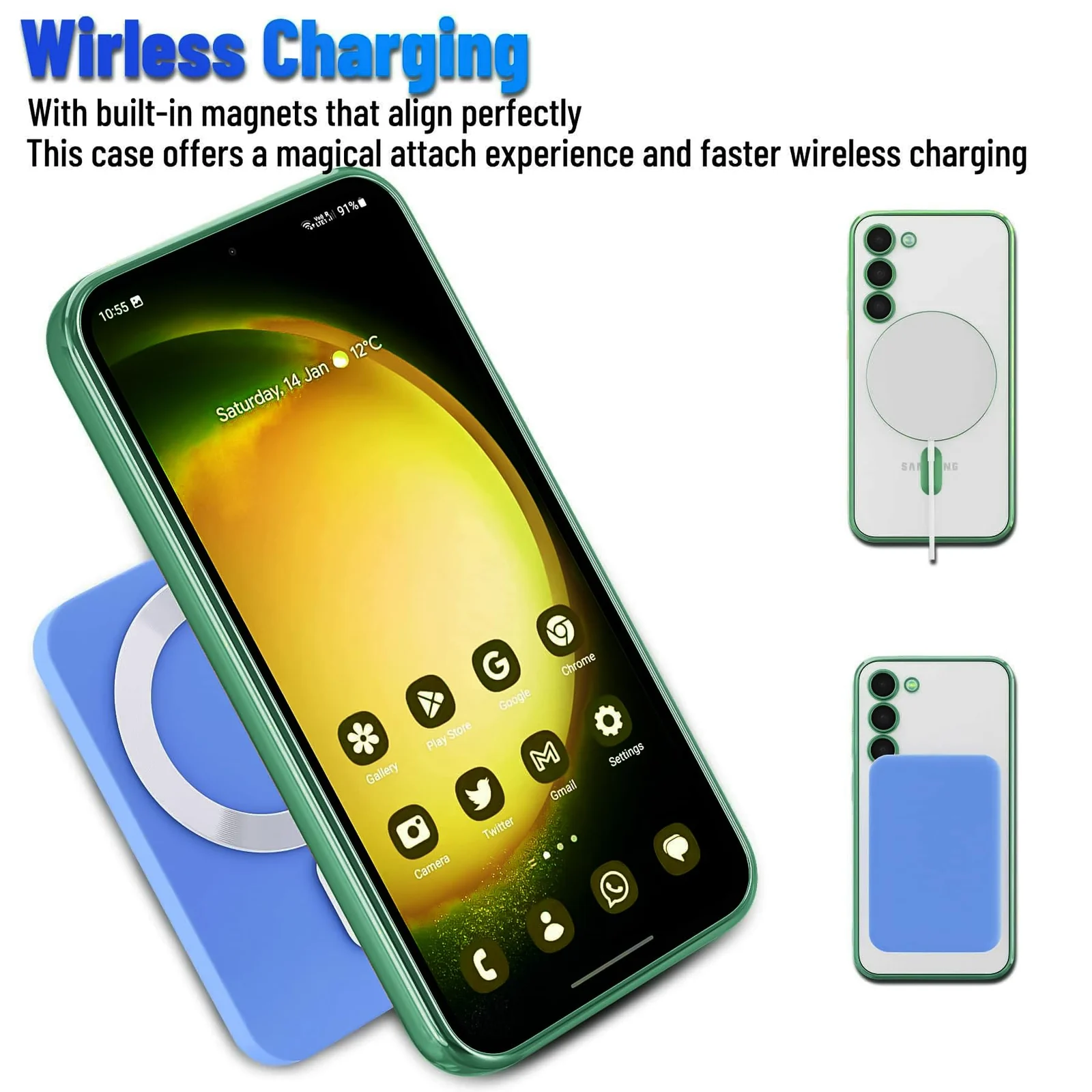 DL3 Mobilak Clear TPU Case with Electroplated Edges for Samsung Galaxy S23 with Camera Protection - Green