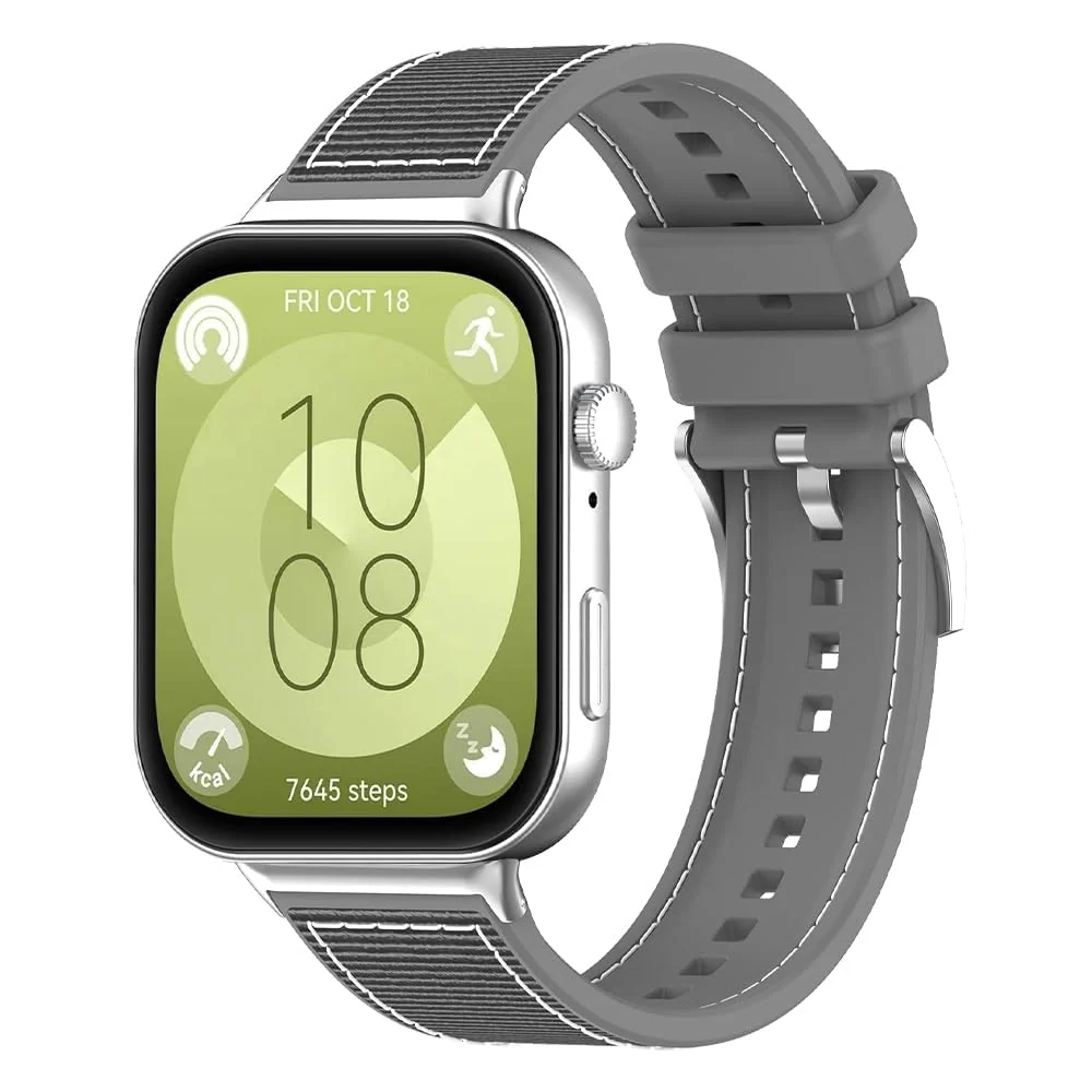 DL3 Mobilak Sport Silicone Nylon Band Designed for Huawei Watch Fit 3 for Men Women, Waterproof Soft Replacement Strap for Huawei Watch Fit3 - Gray