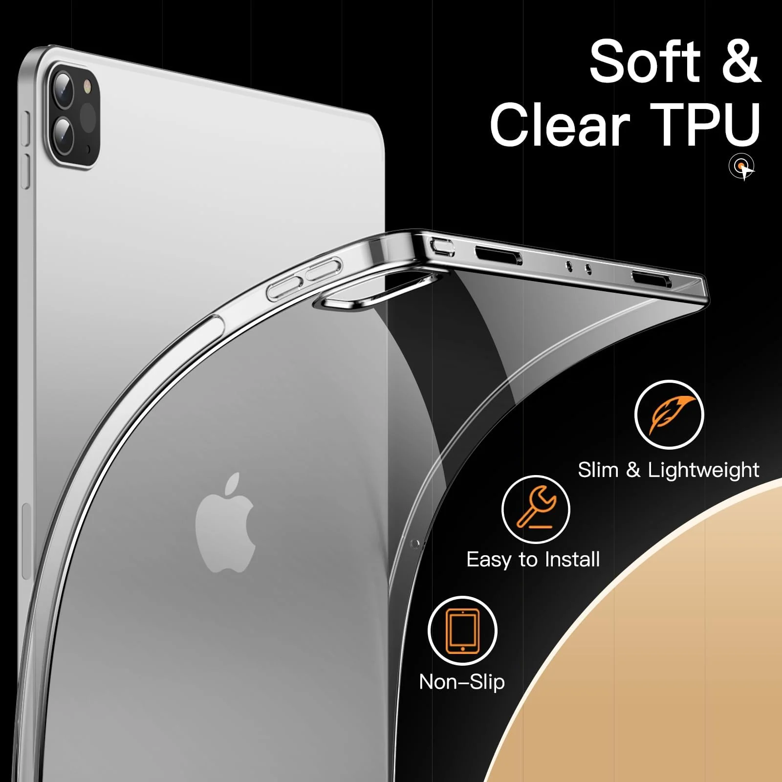 DL3 Mobilak Case for iPad Air 13 Inch M2 2024, iPad Pro 12.9 6th/5th Generation 2022/2021 Case, Slim Lightweight Soft TPU Anti-Scratch Back Cover with Shock Resistant Raised Edge - Clear