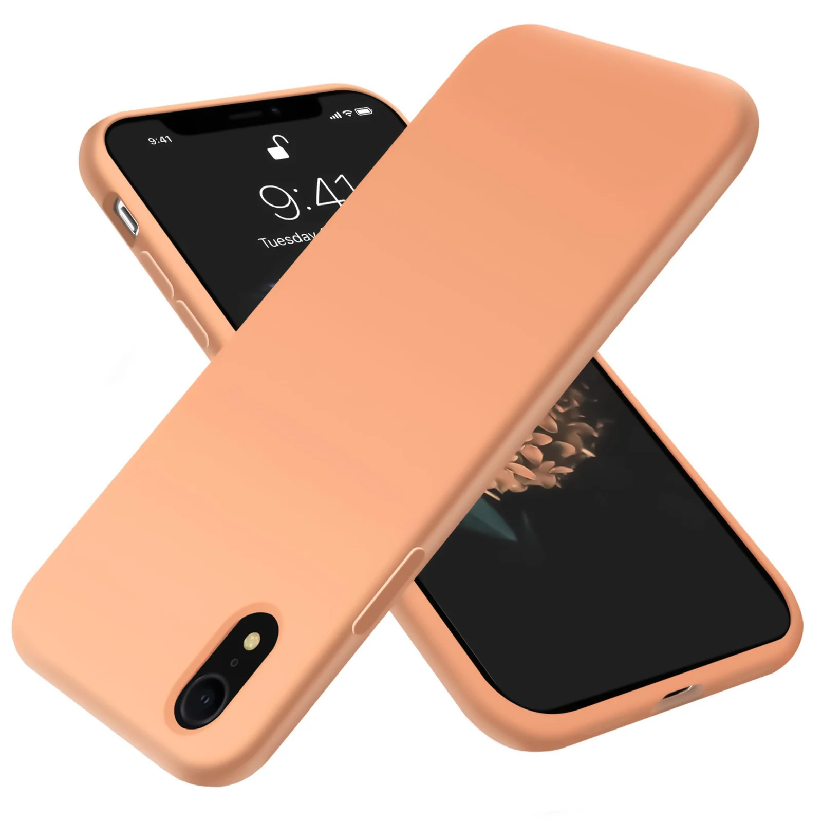 DL3 Mobilak Compatible with iPhone XR Case, Liquid Silicone Case, Full Body Protective Cover, Shockproof, Slim Phone Case, Anti-Scratch Soft Microfiber Lining - A. Orange
