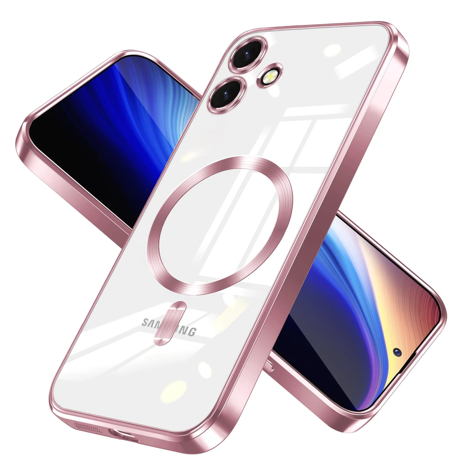 DL3 Mobilak Clear MagSafe-Compatible TPU Case and Camera Lens Protector for Samsung Galaxy A06 - Pink