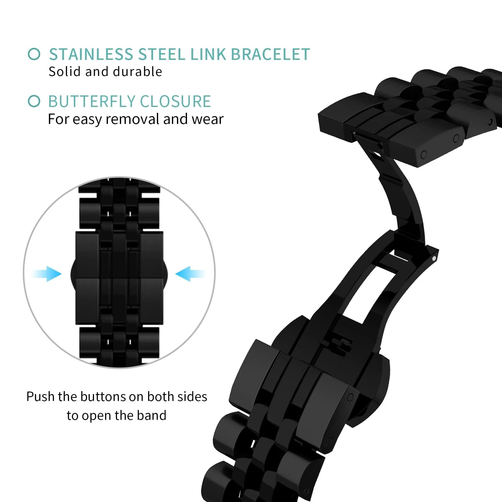 DL3 MOBILAK Band For Apple Watch Ultra Band 49mm 45mm 44mm 42mm 41mm 40mm 38mm, Metal Stainless Steel Strap for Apple Watch Series 8 Ultra 7 6 5 4 3 2 1 Se (42MM/44MM/45MM/49MM) - A.Black