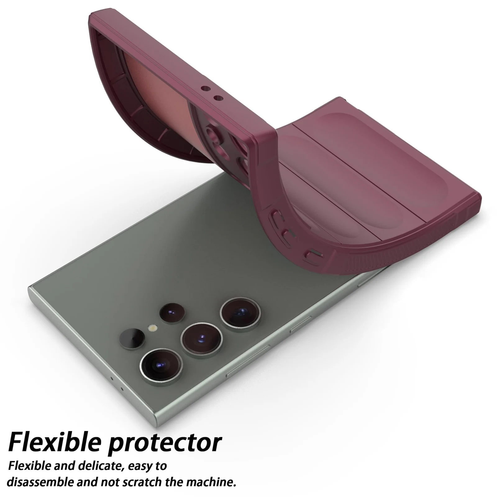 DL3 Mobilak Soft Silicone Protective Case for Samsung Galaxy S23 Ultra with Camera Protection and Shockproof Design - Wine Red