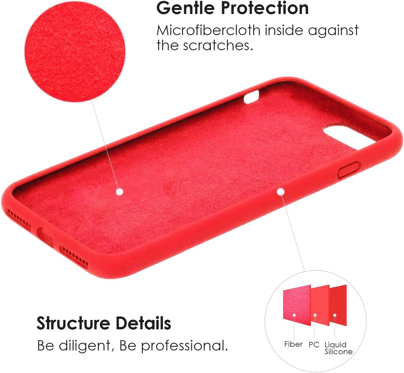DL3 Mobilak Compatible with iPhone 7/8, iPhone SE 2022, SE 2020, Case, Liquid Silicone Case, Full Body Protective Cover, Shockproof, Slim Phone Case, Anti-Scratch Soft Microfiber - A. Red