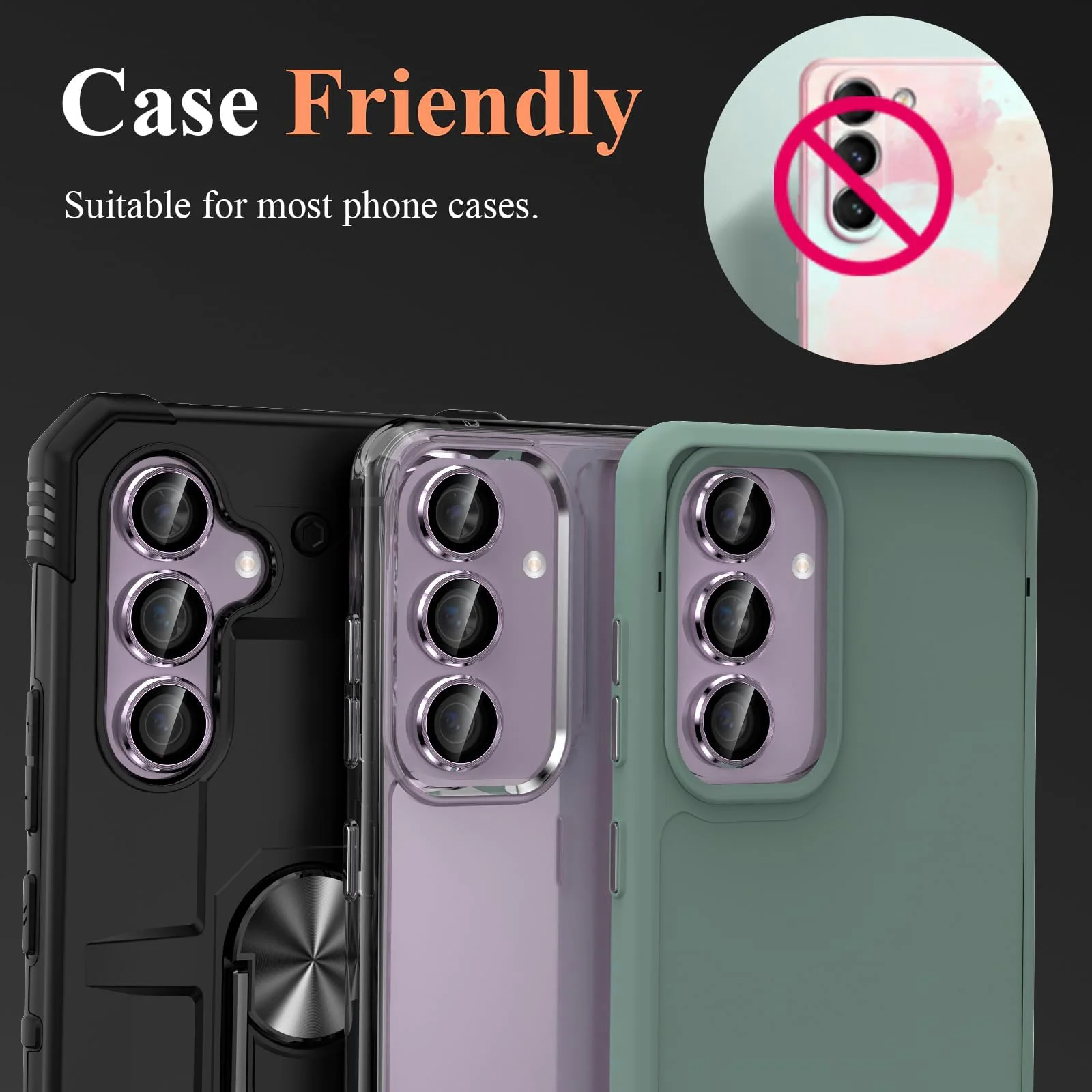 DL3 Mobilak Camera Lens Protector Compatible with Samsung Galaxy A54 5G Camera Lens Film Metal Ring Ultra HD, 9H Hardness, Scratch Resistance Camera Lens Protective Film - Purple