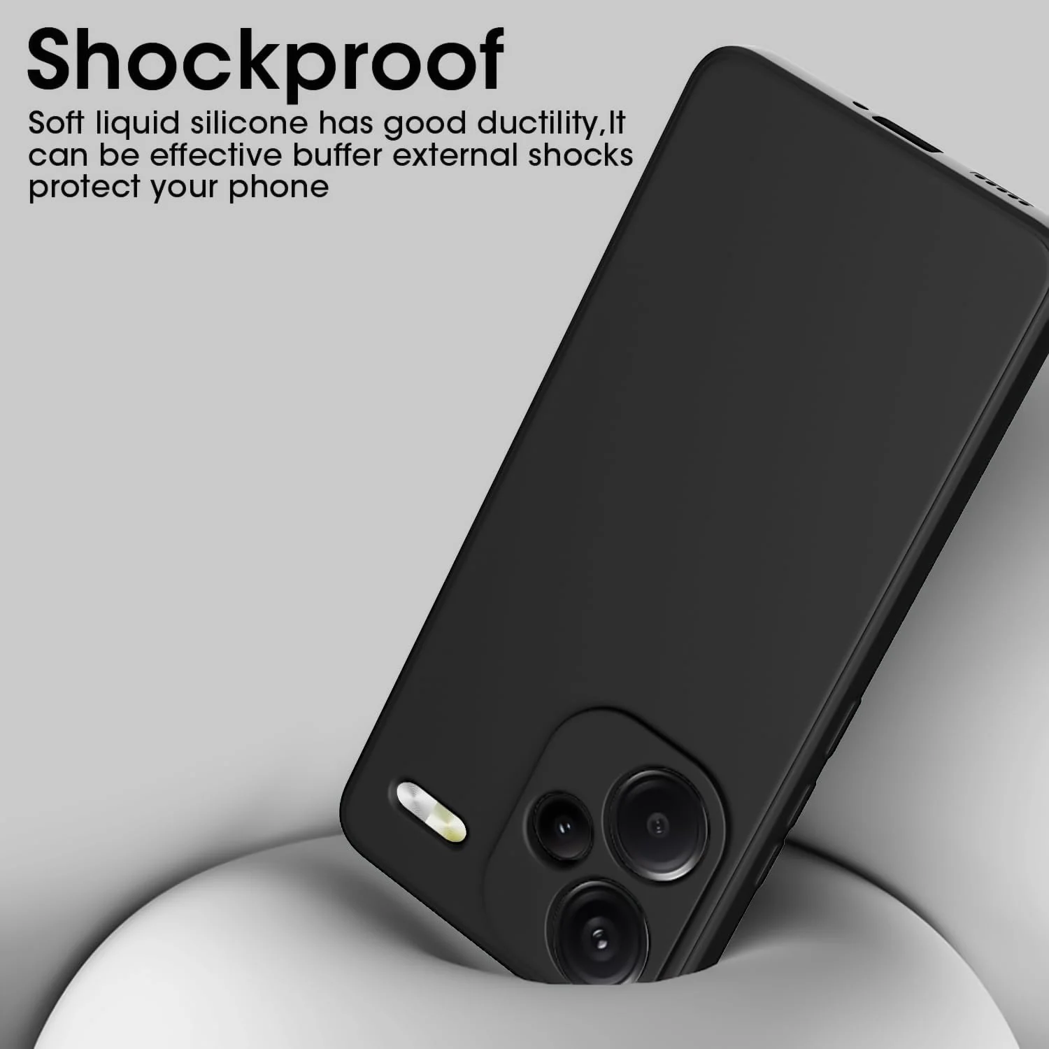 DL3 Mobilak Liquid Silicone Protective Case for Xiaomi Redmi Note 13 Pro+ Plus 5G with Microfiber Lining and Shockproof Design - Black