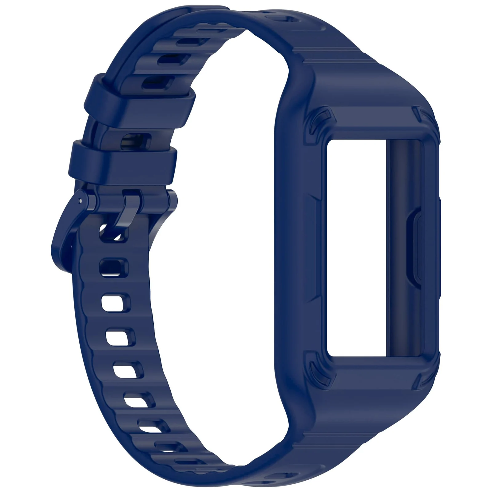 MOBIGON Rugged Silicone Strap with Bumper Case for Huawei Band 11 Pro, Blue