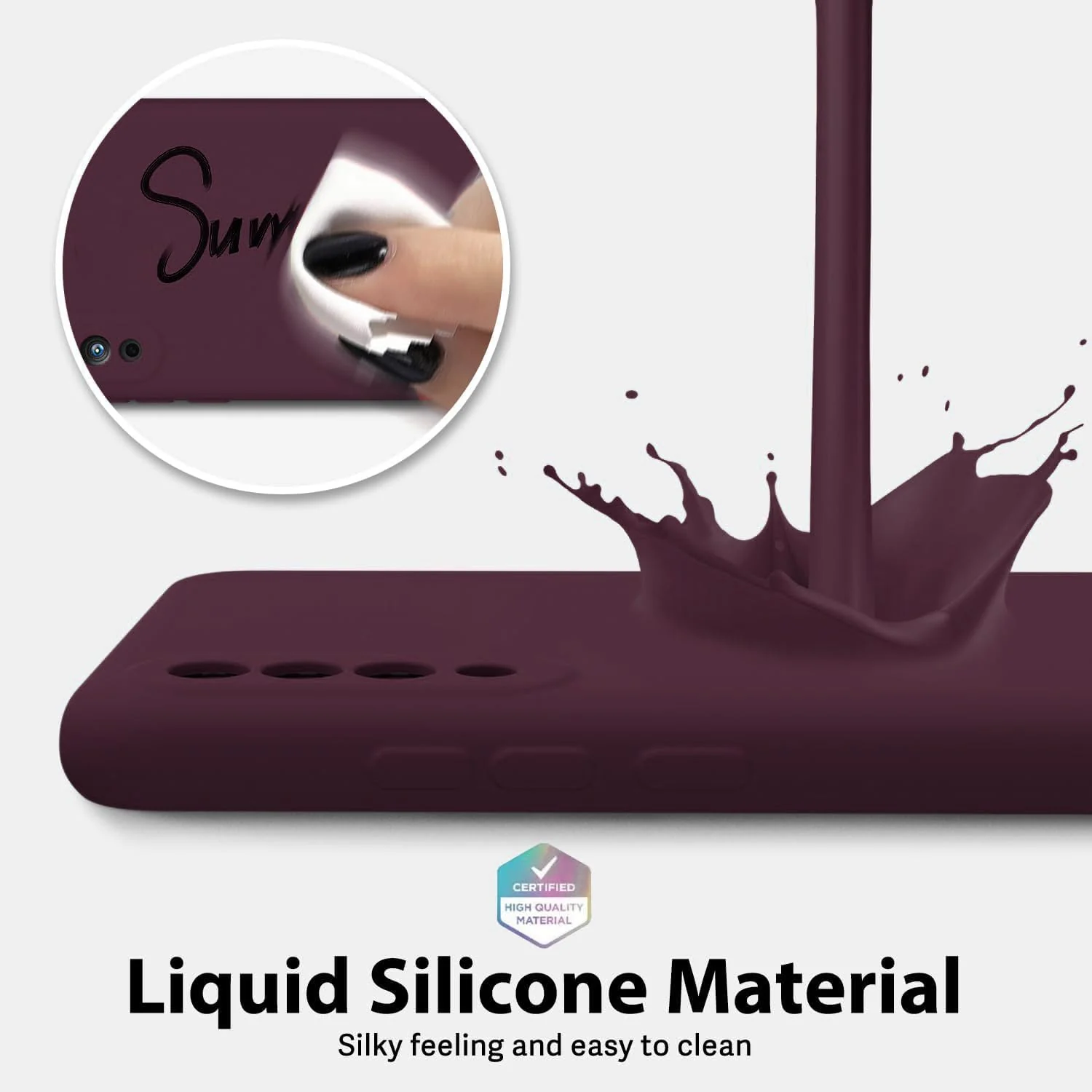 DL3 Mobilak Liquid Silicone Case for Xiaomi Mi 9 Lite, Shock-absorbing protection, Scratch-resistant surface, Soft microfiber lining - Wine Red