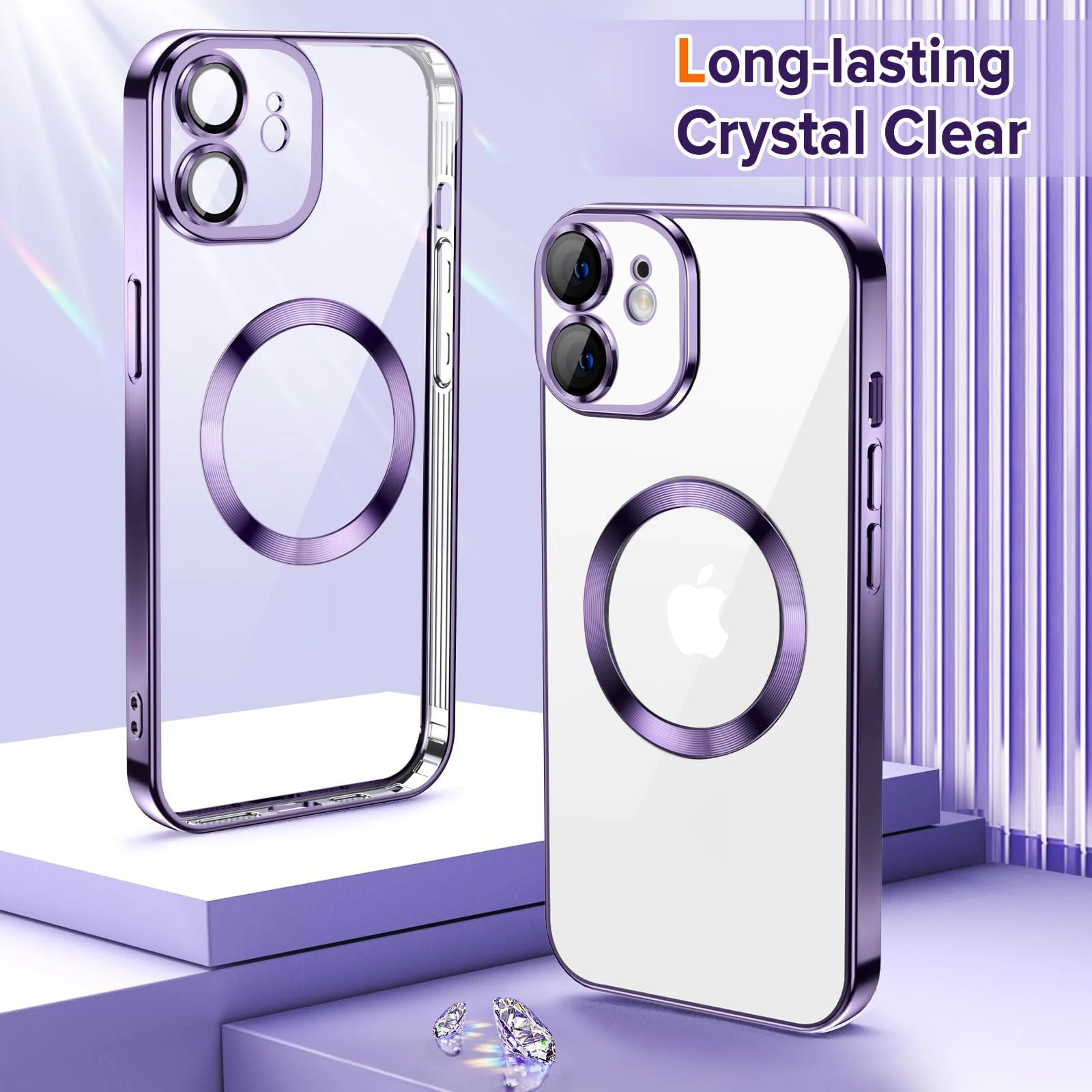 DL3 MOBILAK MagSafe Phone Case with Camera Lens Protector for Apple iPhone 12, Deep Purple