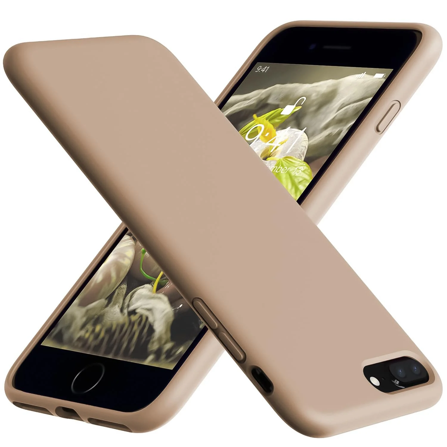 DL3 Mobilak Compatible with iPhone 7 Plus/iPhone 8 Plus Case, Liquid Silicone Case, Full Body Protective Cover, Shockproof, Slim Phone Case, Anti-Scratch Soft Microfiber Lining - Desert