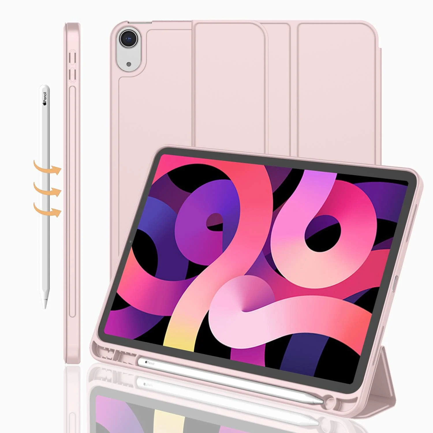 DL3 Mobilak Smart Case For iPad Pro 11 Inch 2018 (1st Generation 2018 Model Year) with Pencil Holder, Soft TPU Smart Stand Back Cover Auto Wake/Sleep Feature - Pink Sand