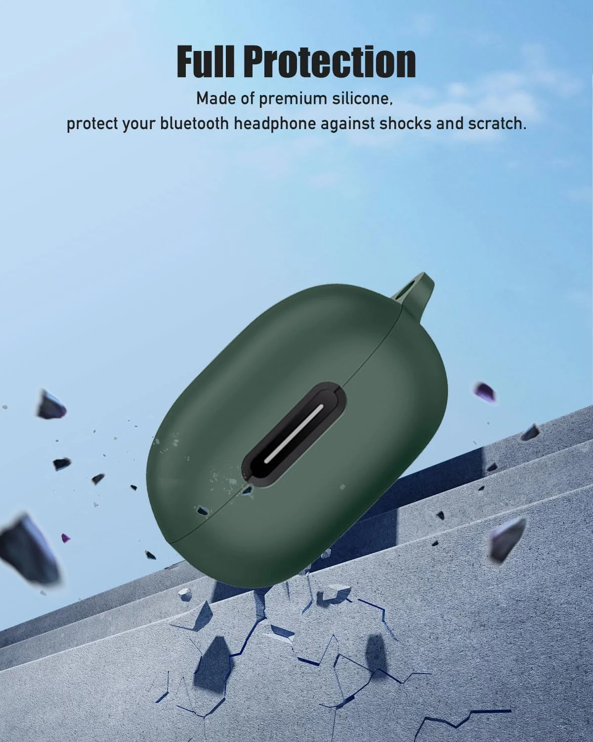 DL3 Mobilak Compatible with Anker Soundcore P40i Case Cover, Soft Silicone Shockproof Protective Skin Case for Soundcore P40i Wireless Earbuds with Carabiner, Front LED Visible - Green