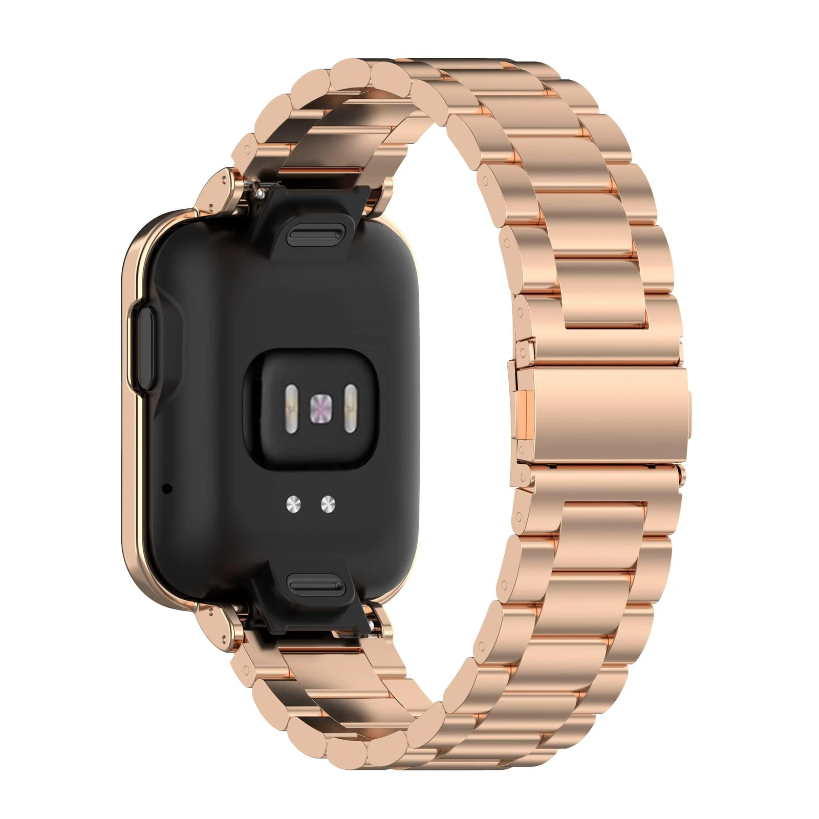 DL3 MOBILAK Adjustable Stainless-Steel Watch Strap with Case for Xiaomi Mi Watch Lite and Redmi Watch 1 - Rose Gold