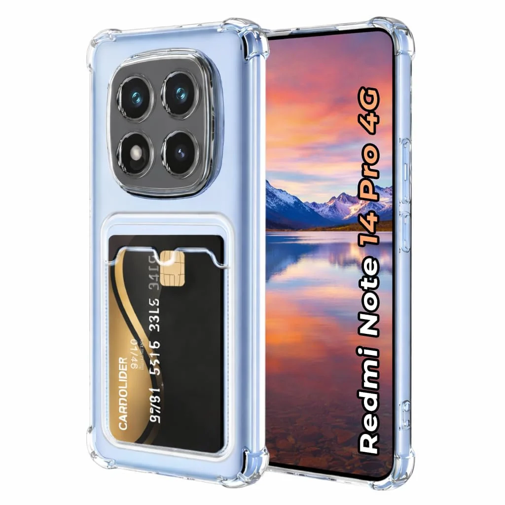 DL3 Mobilak Clear TPU Wallet Case with Card Slot and Camera Protection for Xiaomi Redmi Note 14 Pro 4G - Clear