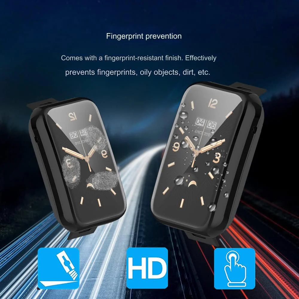 DL3 Mobilak Case Compatible with Xiaomi Mi Band 7 Pro Case All-Around with Built-in Screen Protector Watch Soft TPU Shockproof Cover Slim Guard Thin Bumper Shell Protector - Black