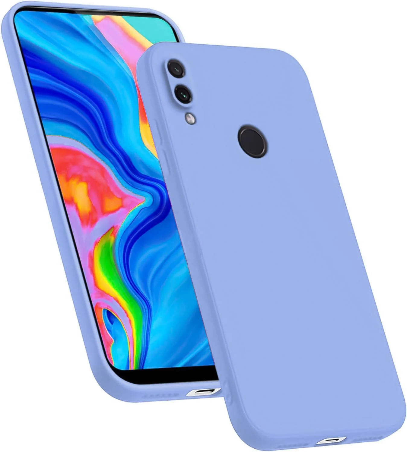 Dl3 Mobilak Compatible with Huawei Y7 2019 / Huawei Y7 Prime 2019 Case, Liquid Silicone Case, Full Body Camera Protective Cover, Shockproof, Slim Phone Case, Soft Microfiber Lining Case - Light Purple