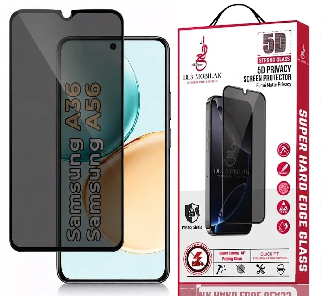 DL3 Mobilak Samsung Galaxy A56 / Samsung Galaxy A36 Privacy Screen Protector, Does not support fingerprint, Anti-Spy 9H Hardness Tempered Glass Film [Case Friendly] [Bubble Free] - Black