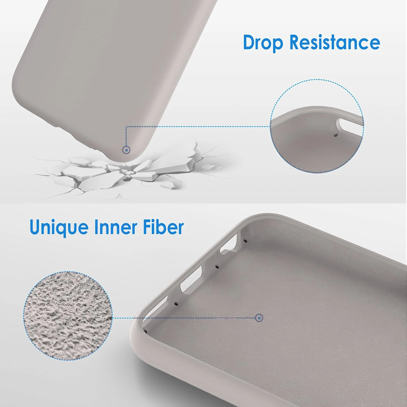 DL3 Mobilak Compatible with iPhone 6 / 6S Case, Liquid Silicone Case, Full Body Protective Cover, Shockproof, Slim Phone Case, Anti-Scratch Soft Microfiber Lining - Stone