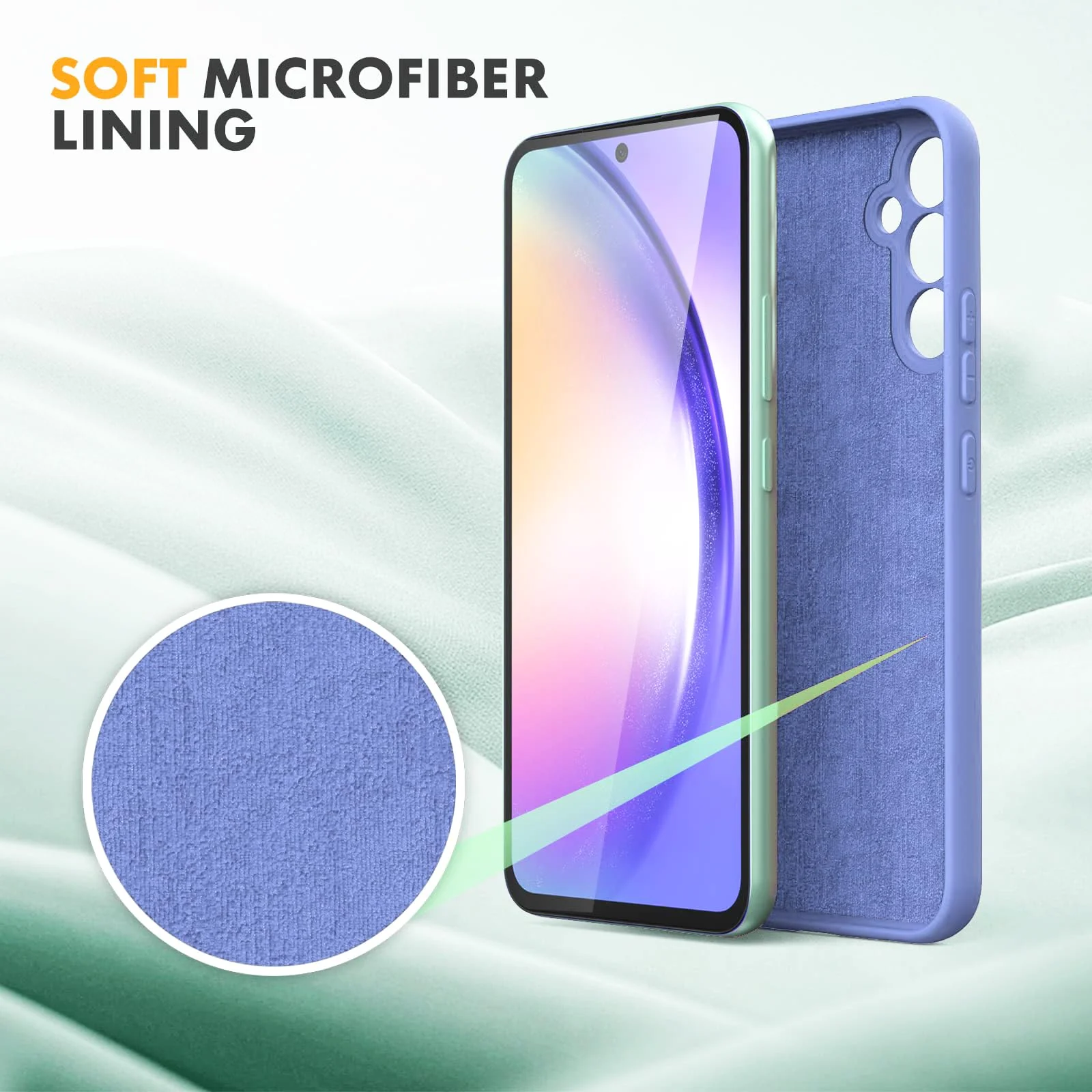 DL3 Mobilak Soft Silicone Protective Case for Samsung Galaxy A24 4G with Microfiber Lining and Shockproof Design - Baby Blue